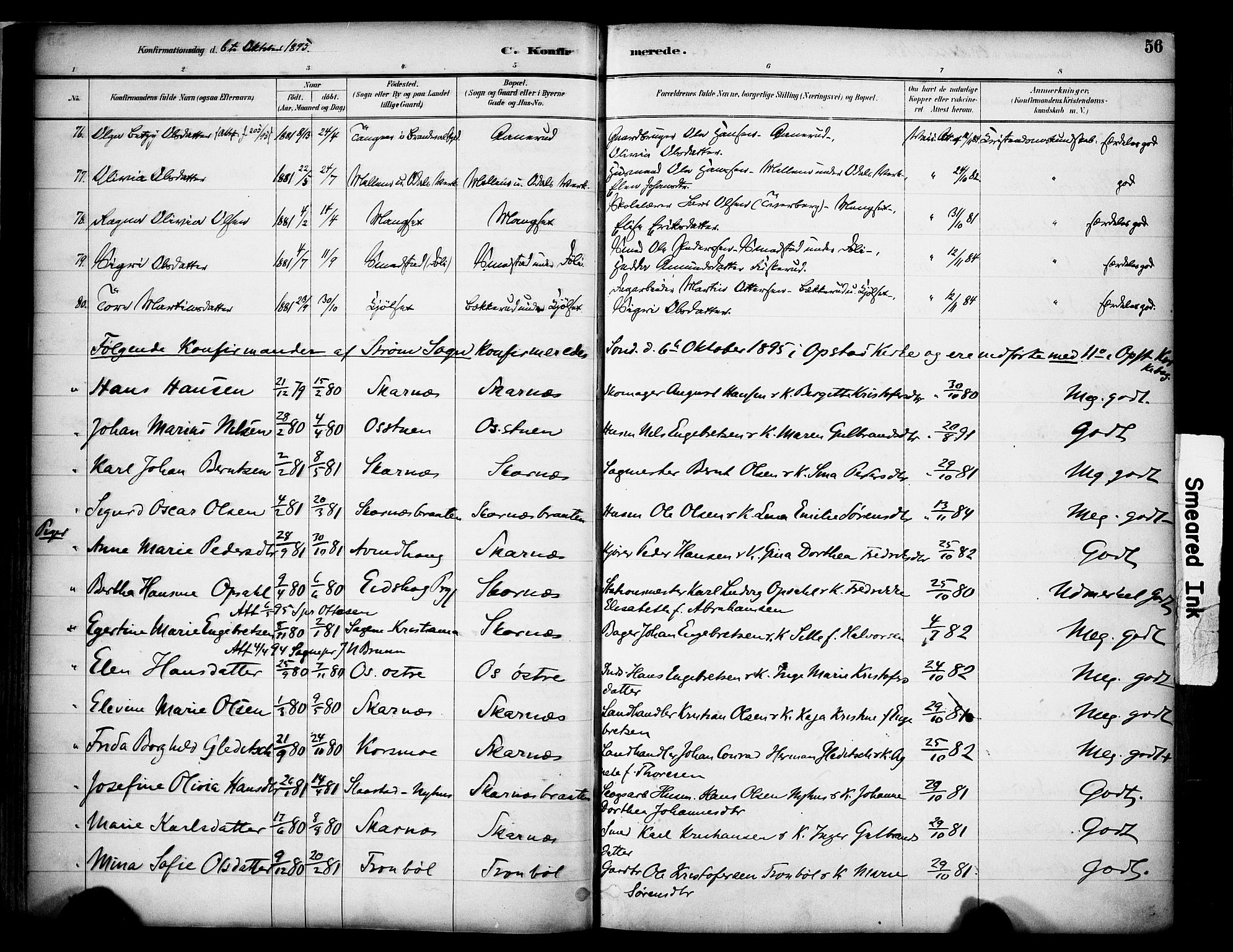 Sør-Odal prestekontor, AV/SAH-PREST-030/H/Ha/Haa/L0007: Parish register (official) no. 7, 1886-1925, p. 56