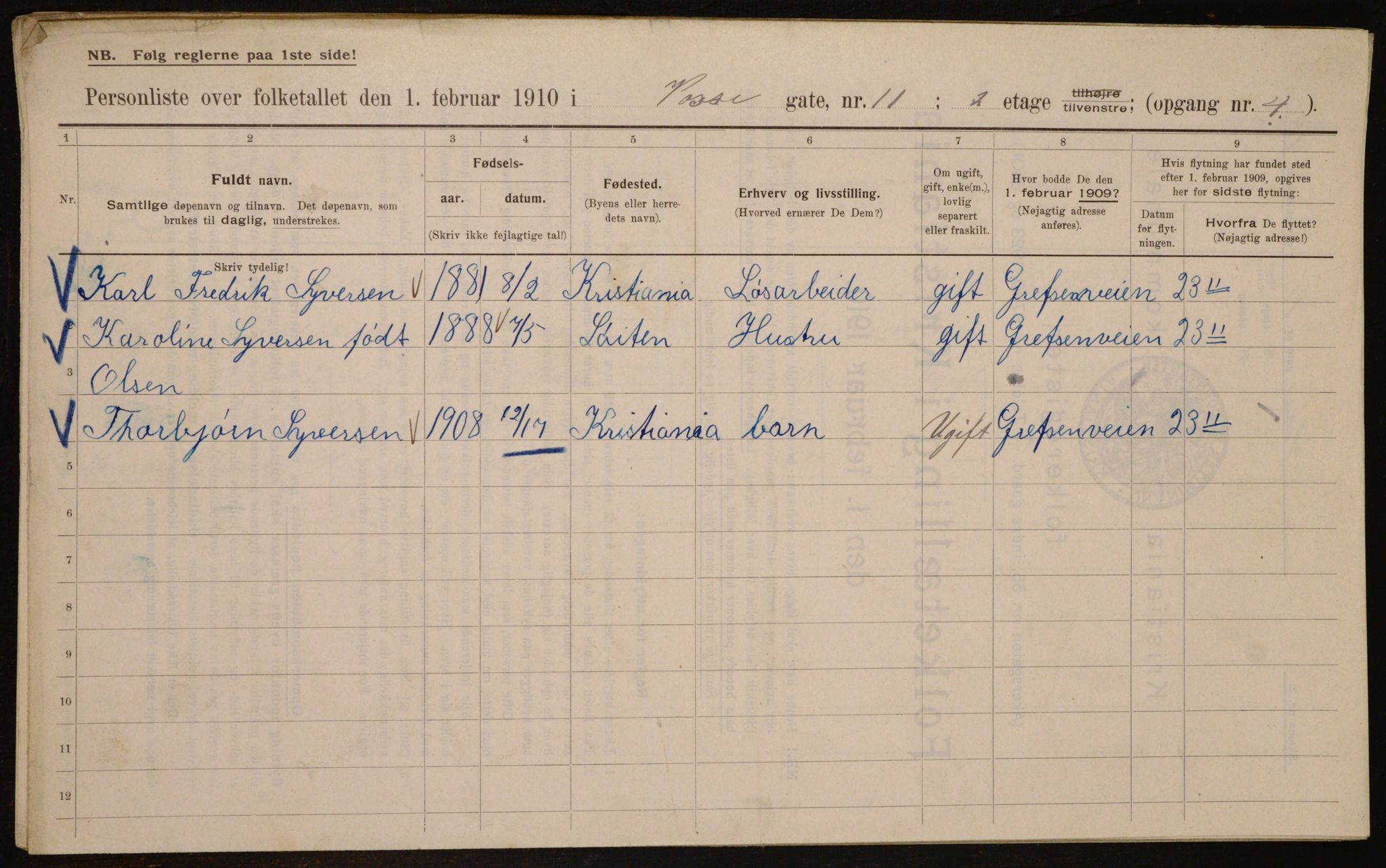 OBA, Municipal Census 1910 for Kristiania, 1910, p. 118892