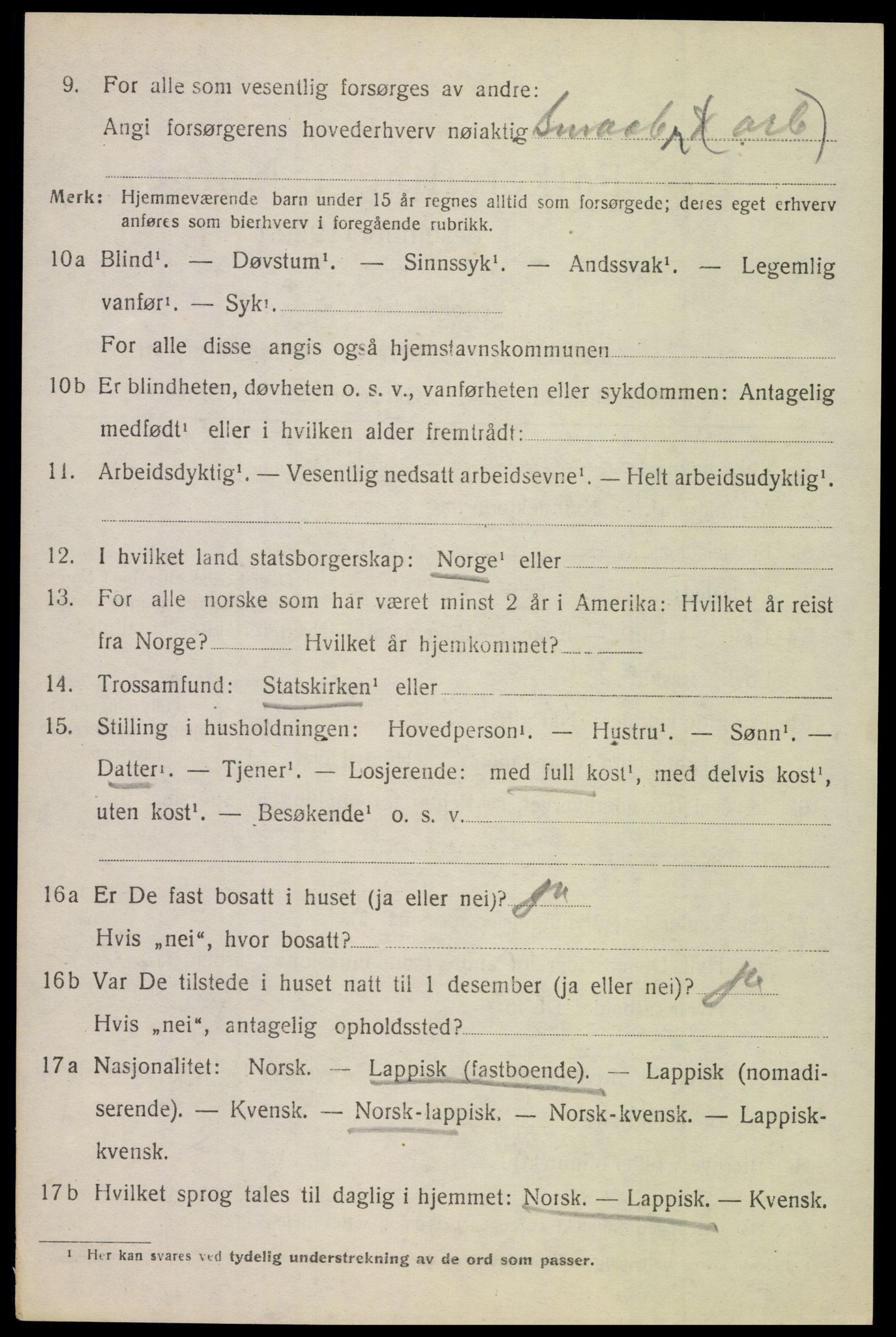 SAT, 1920 census for Evenes, 1920, p. 10581