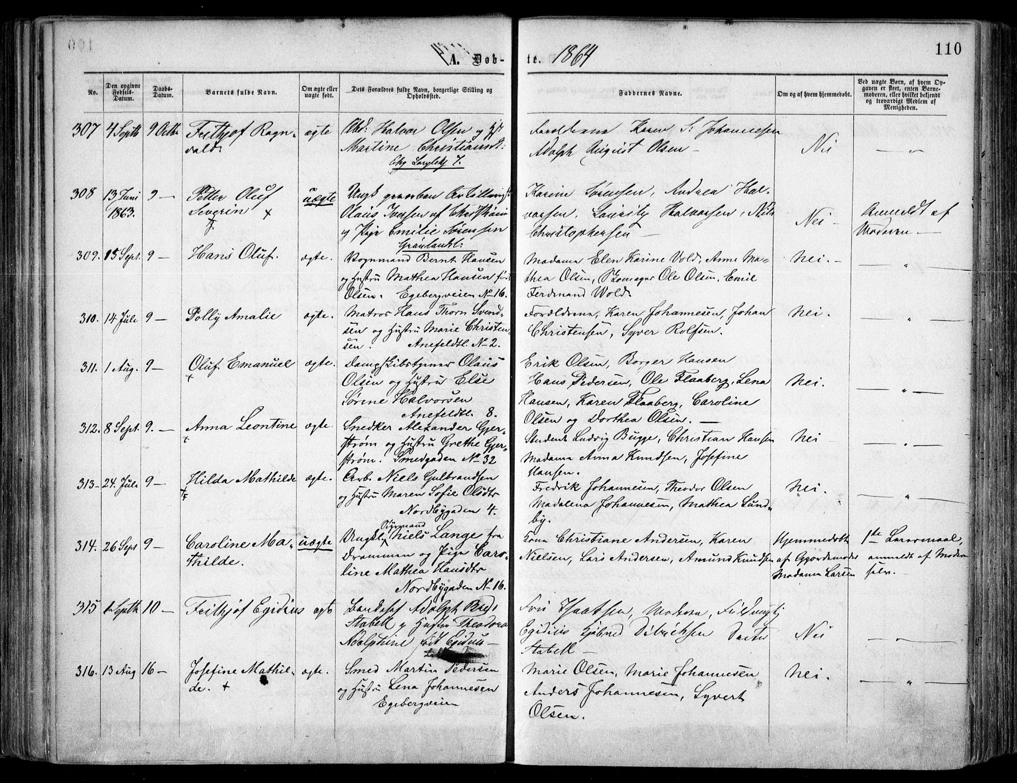 Grønland prestekontor Kirkebøker, SAO/A-10848/F/Fa/L0002: Parish register (official) no. 2, 1862-1868, p. 110