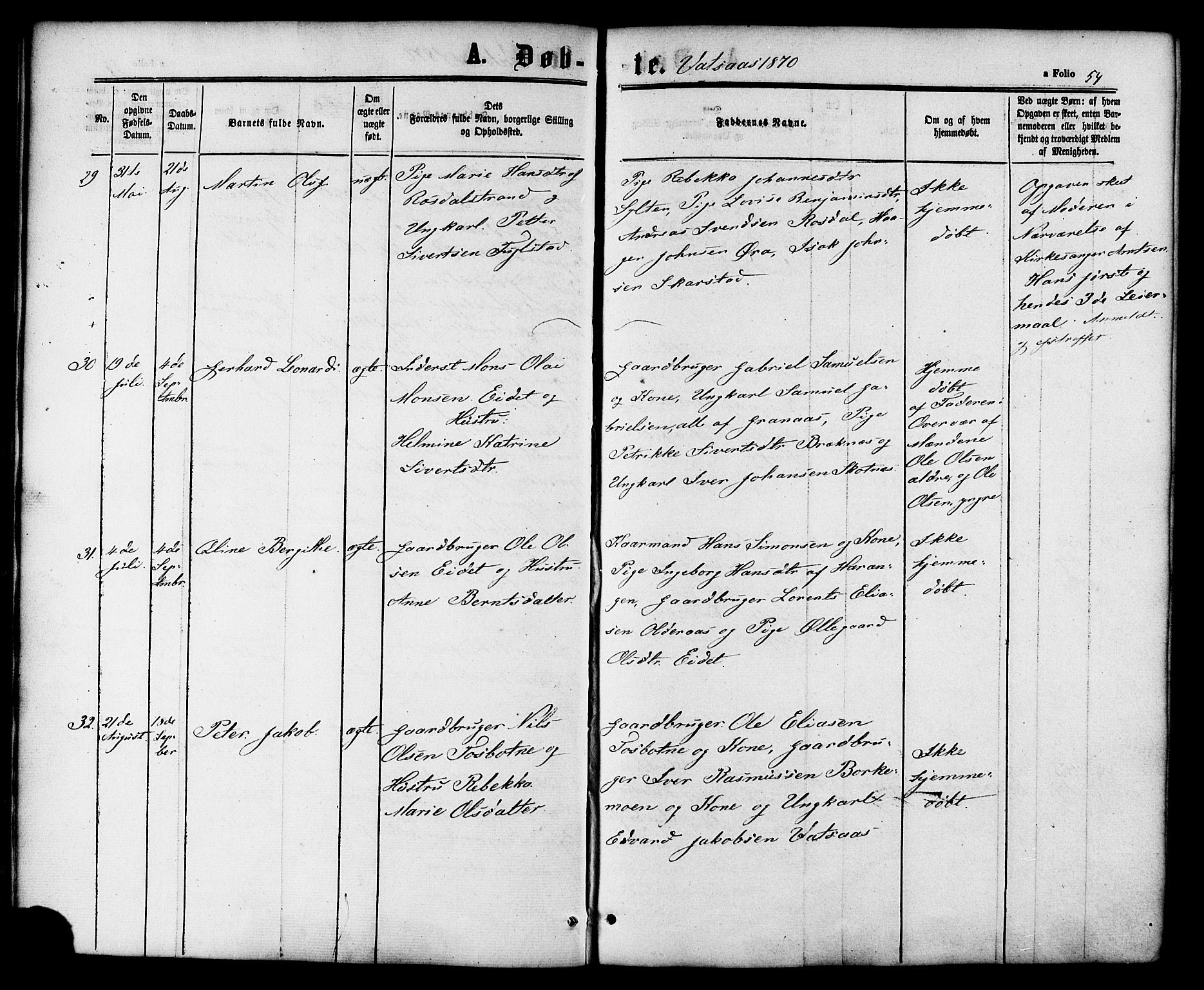 Ministerialprotokoller, klokkerbøker og fødselsregistre - Nordland, SAT/A-1459/810/L0146: Parish register (official) no. 810A08 /1, 1862-1874, p. 54