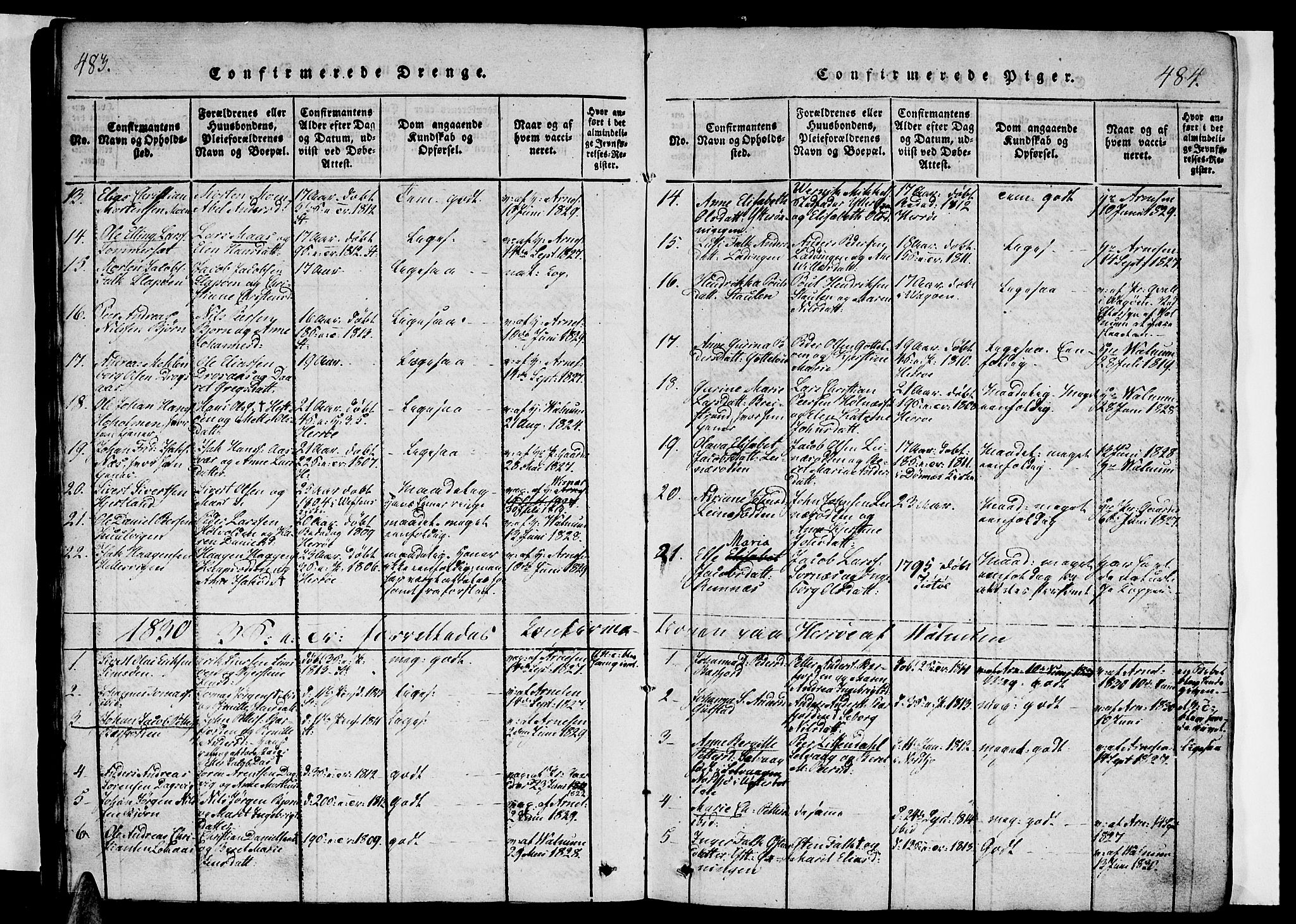 Ministerialprotokoller, klokkerbøker og fødselsregistre - Nordland, SAT/A-1459/834/L0510: Parish register (copy) no. 834C01, 1820-1847, p. 483-484
