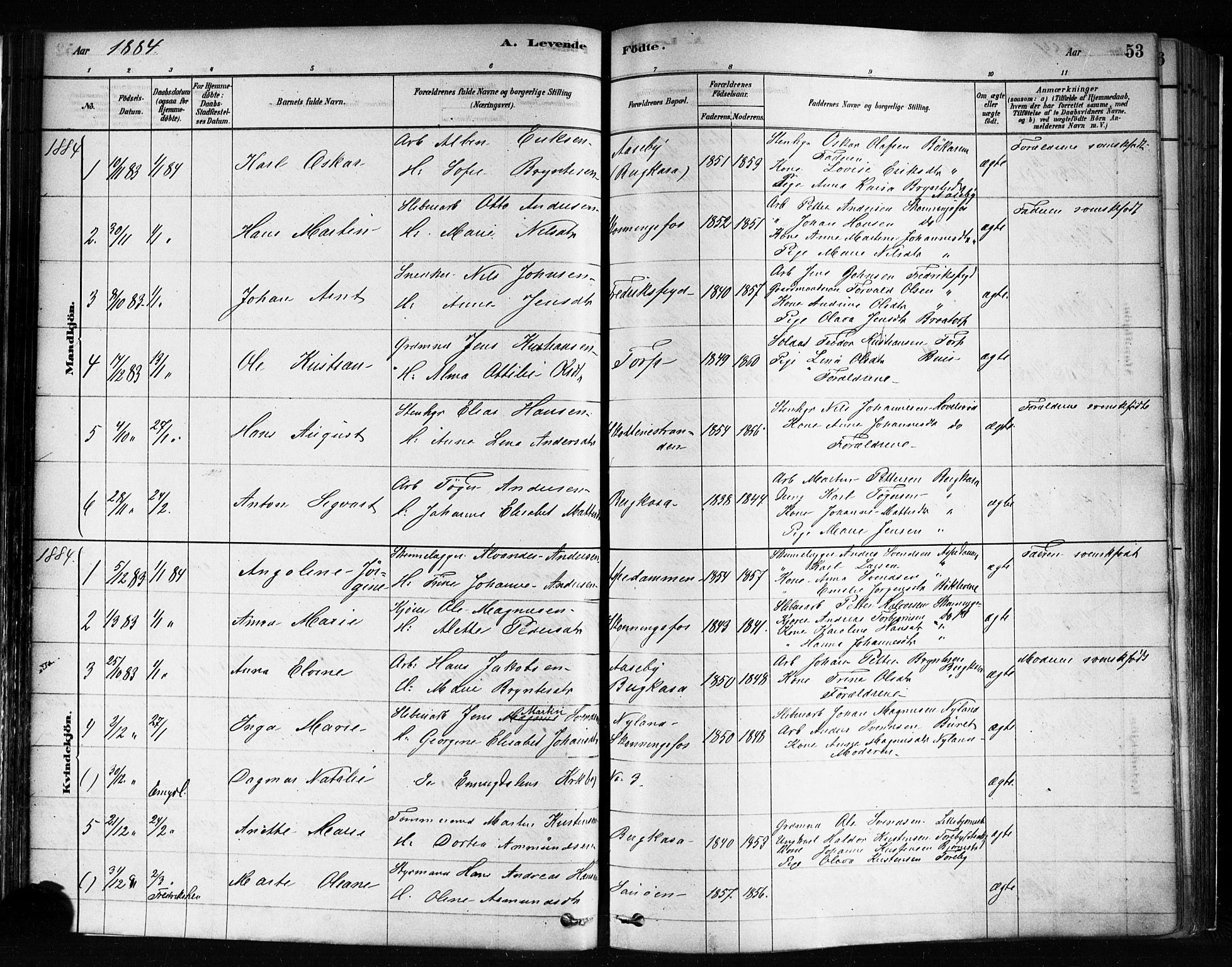 Idd prestekontor Kirkebøker, AV/SAO-A-10911/F/Fc/L0006a: Parish register (official) no. III 6A, 1878-1903, p. 53