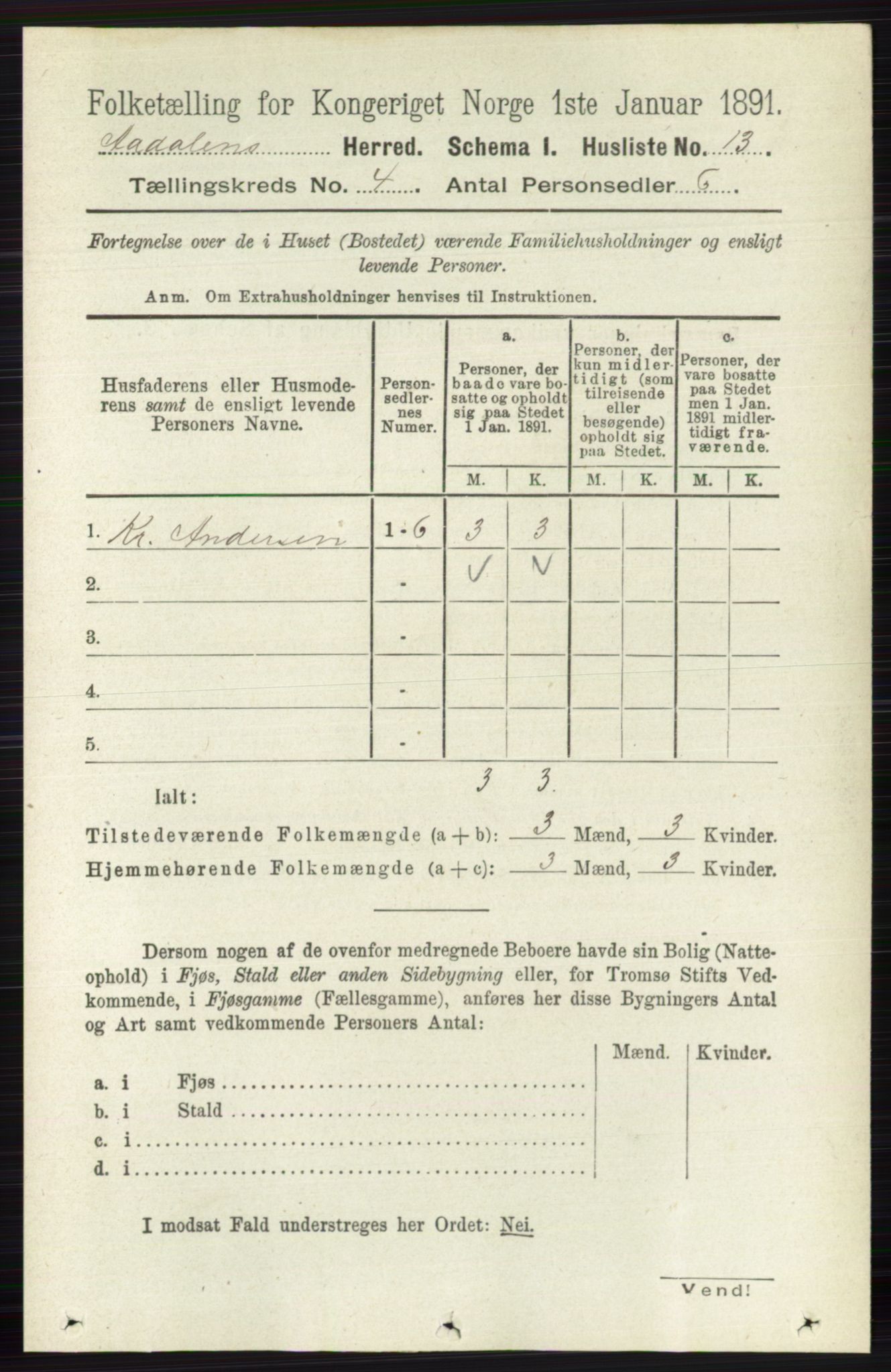 RA, 1891 census for 0614 Ådal, 1891, p. 1463