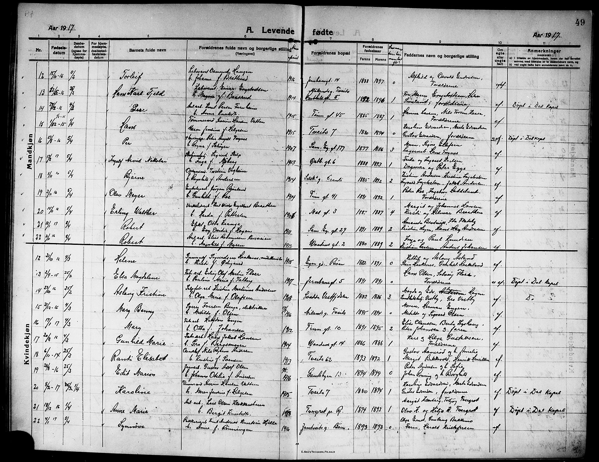 Rjukan kirkebøker, SAKO/A-294/G/Ga/L0002: Parish register (copy) no. 2, 1913-1920, p. 49
