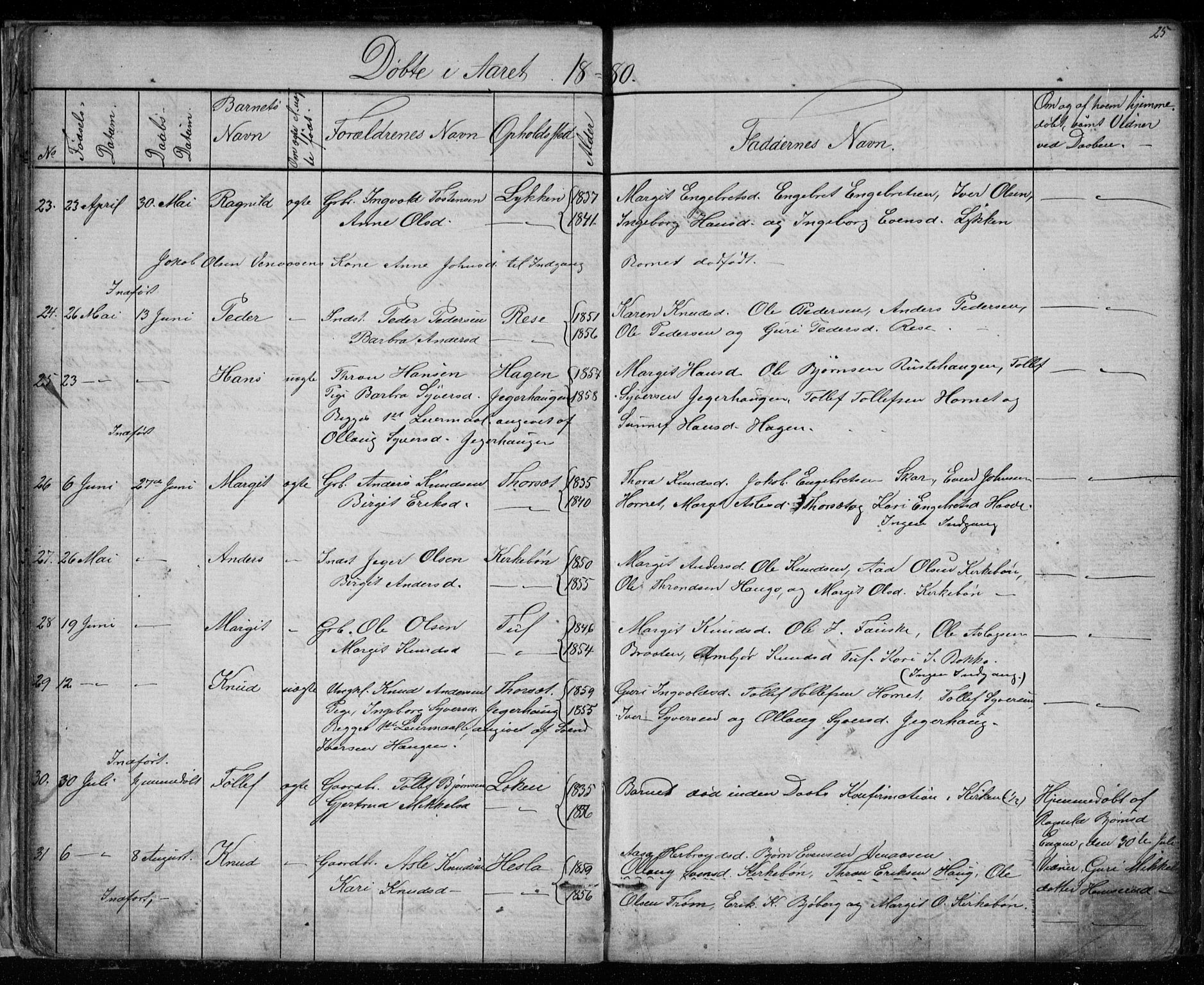 Gol kirkebøker, AV/SAKO-A-226/G/Gb/L0005: Parish register (copy) no. II 5, 1875-1891, p. 25