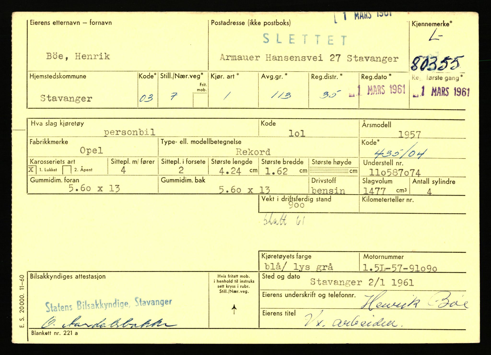 Stavanger trafikkstasjon, AV/SAST-A-101942/0/F/L0070: L-78800 - L-80499, 1930-1971, p. 2392