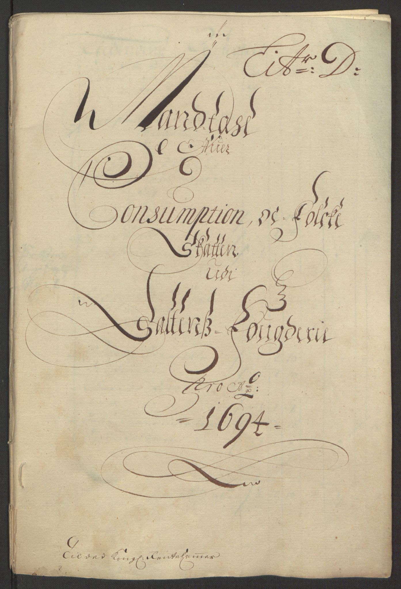 Rentekammeret inntil 1814, Reviderte regnskaper, Fogderegnskap, RA/EA-4092/R66/L4578: Fogderegnskap Salten, 1694-1696, p. 57