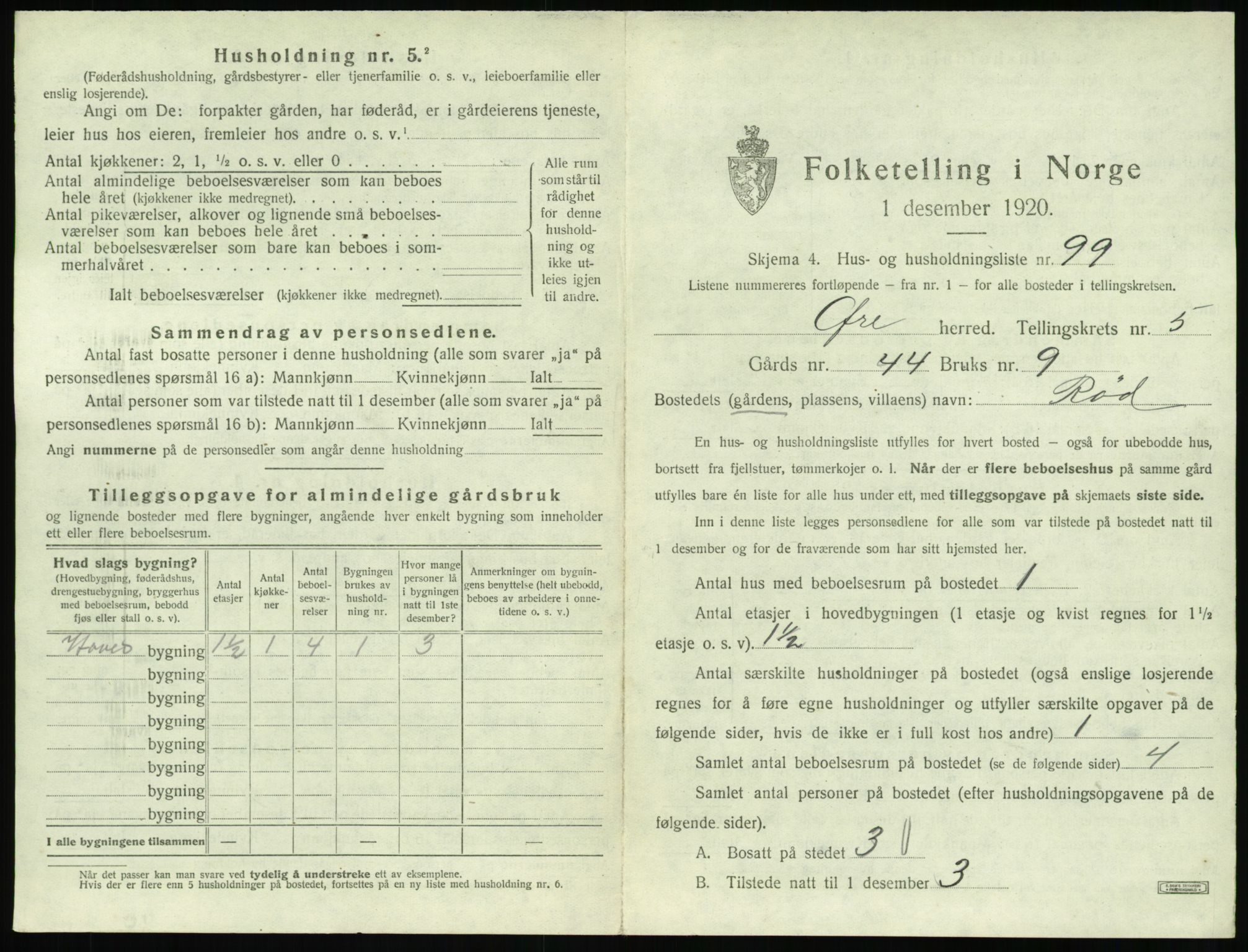 SAT, 1920 census for Øre, 1920, p. 603