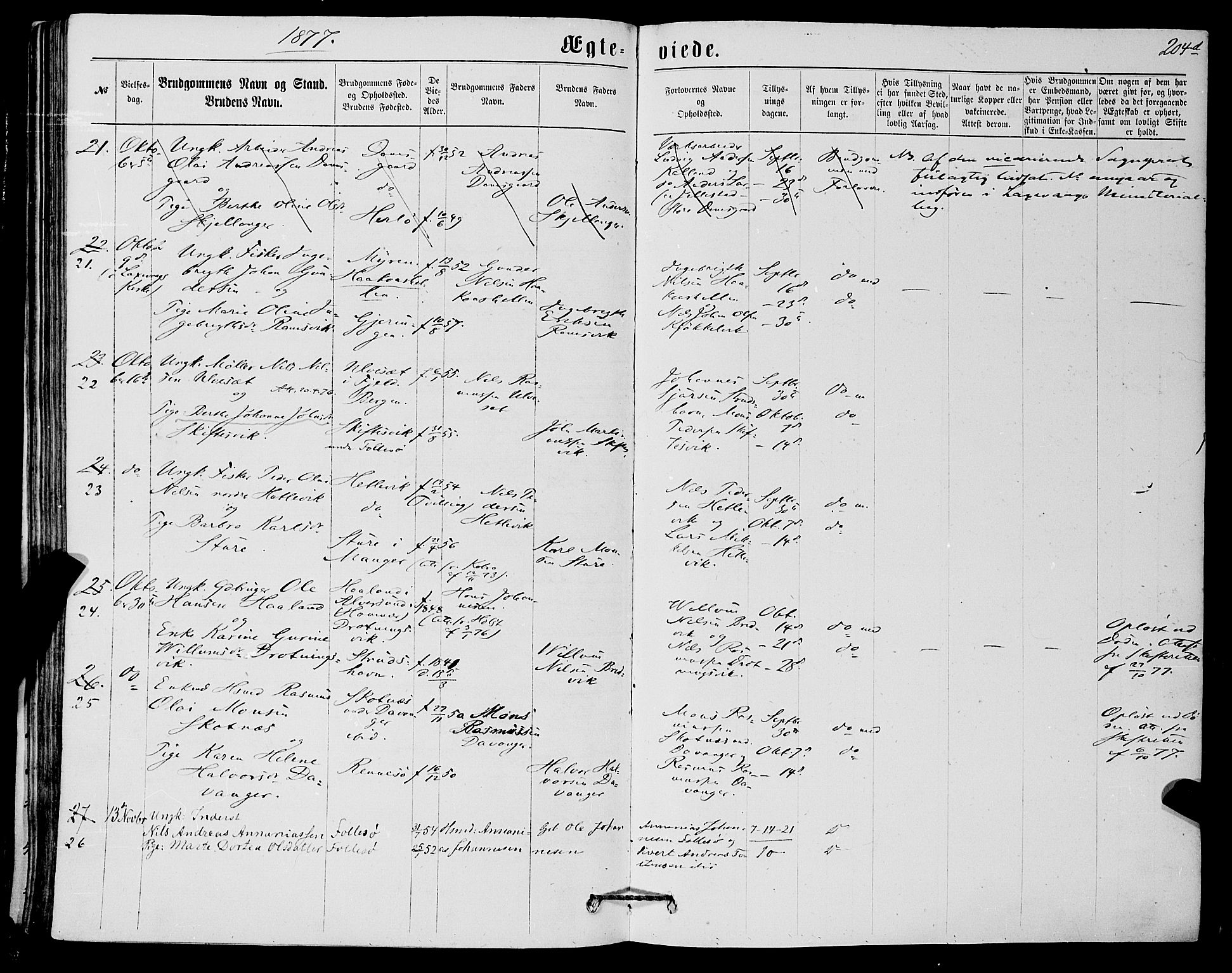 Askøy Sokneprestembete, AV/SAB-A-74101/H/Ha/Haa/Haaa/L0009: Parish register (official) no. A 9, 1863-1877, p. 204d