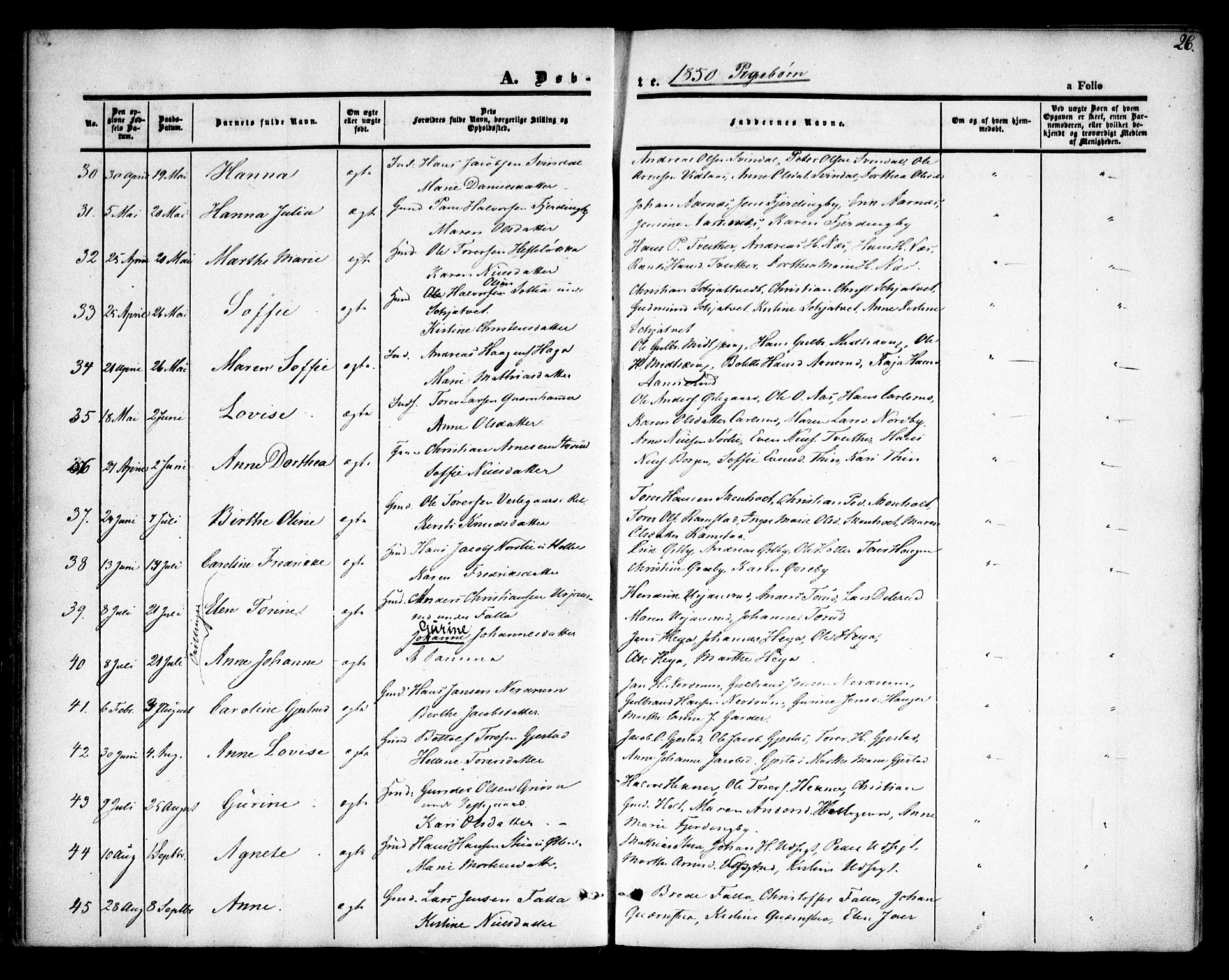 Fet prestekontor Kirkebøker, SAO/A-10370a/F/Fa/L0010: Parish register (official) no. I 10, 1847-1859, p. 26