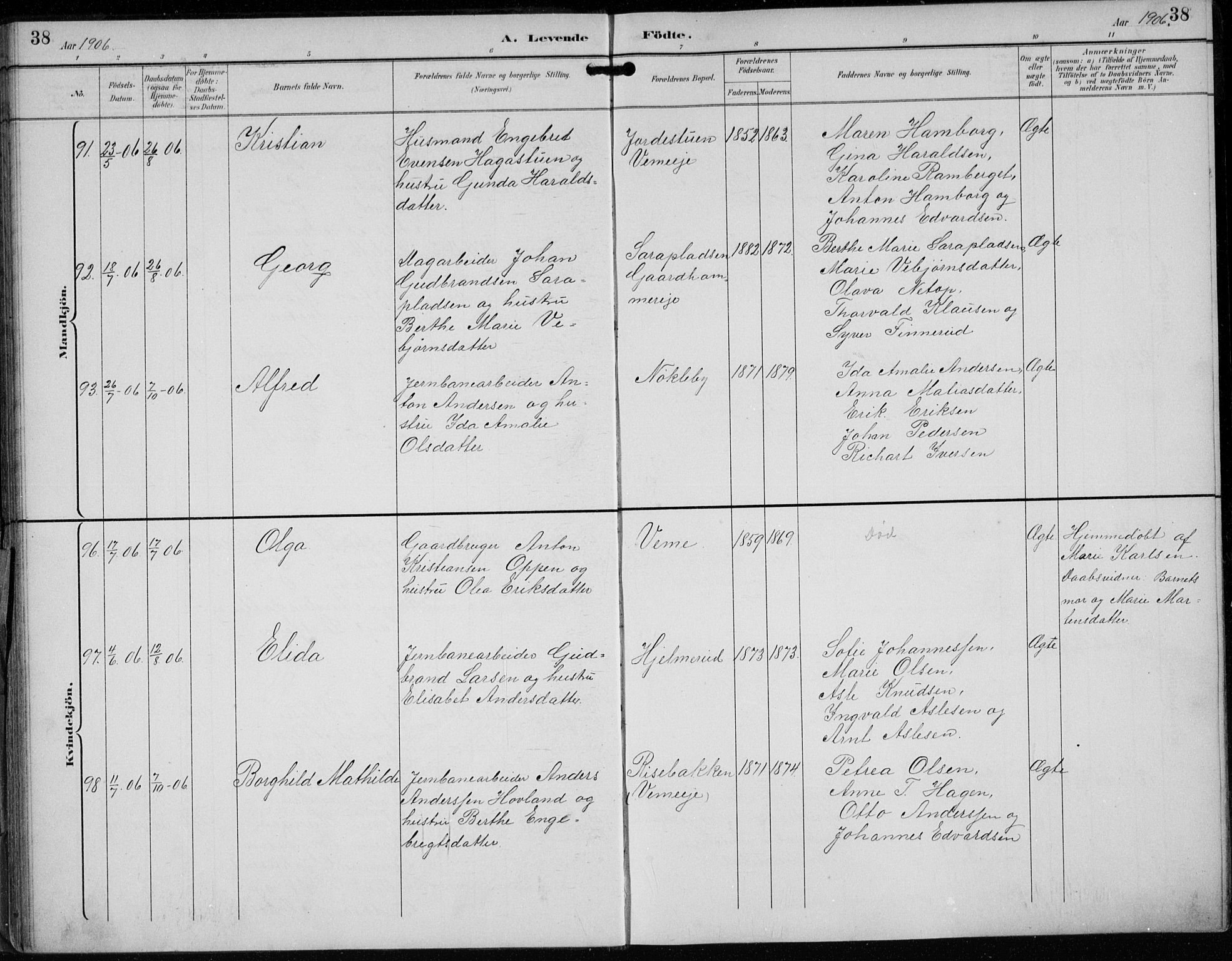 Lunder kirkebøker, AV/SAKO-A-629/F/Fb/L0001: Parish register (official) no. II 1, 1893-1916, p. 38