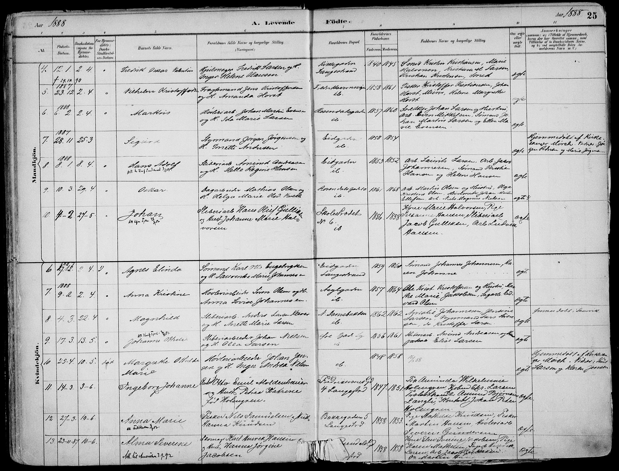 Larvik kirkebøker, AV/SAKO-A-352/F/Fb/L0004: Parish register (official) no. II 4, 1884-1902, p. 25