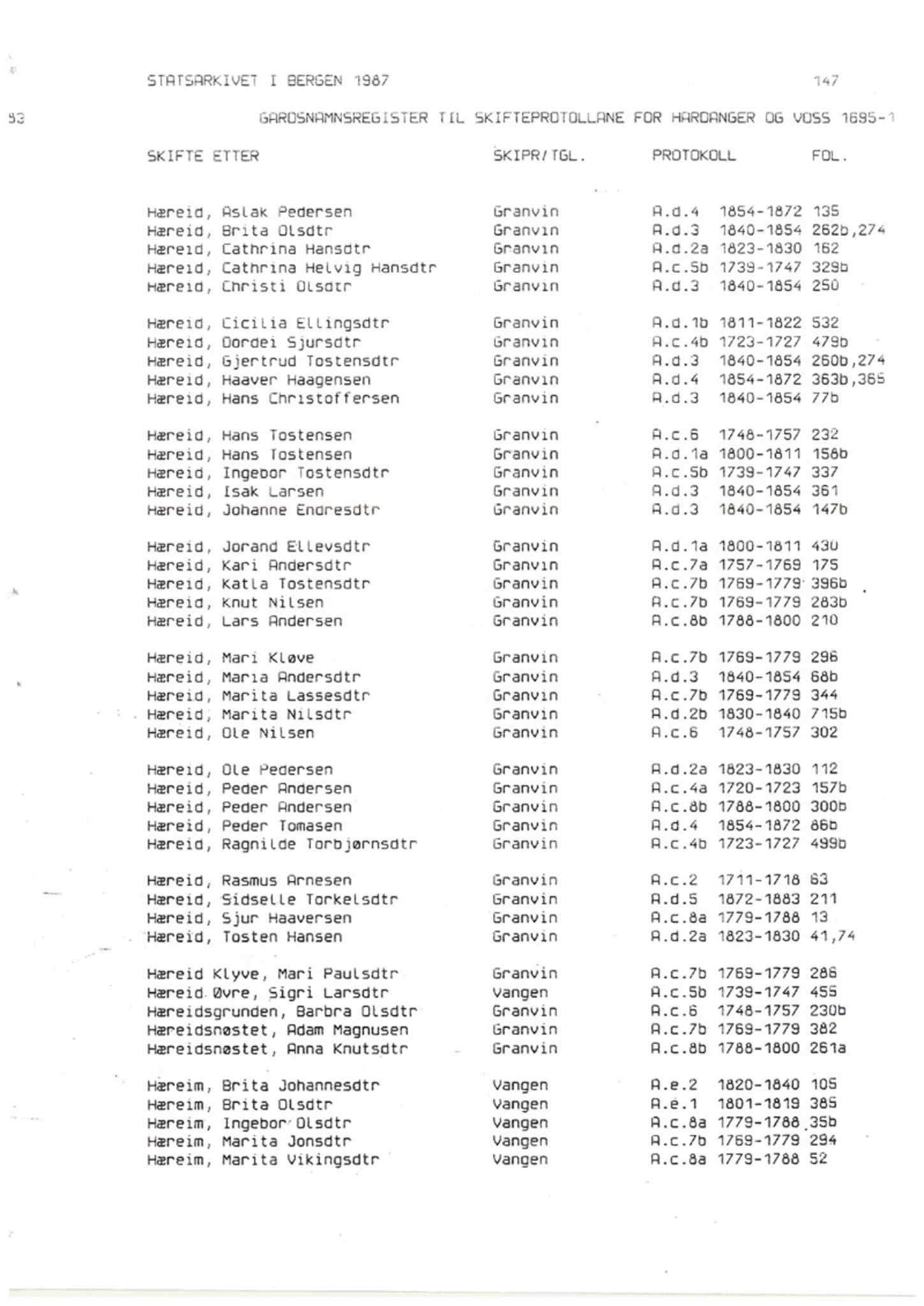 Hardanger og Voss sorenskriveri, AV/SAB-A-2501/4, 1695-1883, p. 1147