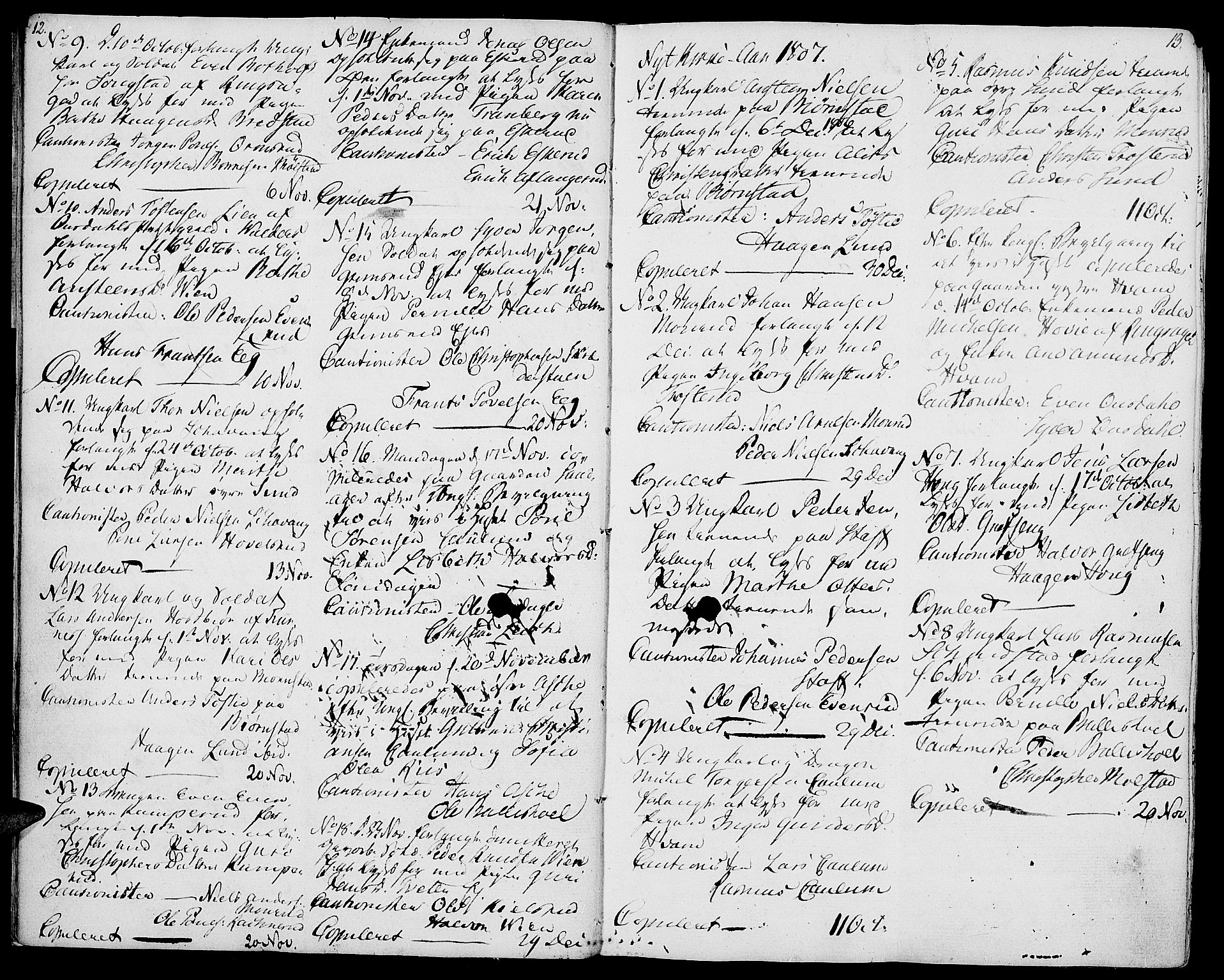 Nes prestekontor, Hedmark, AV/SAH-PREST-020/K/Ka/L0001: Parish register (official) no. 1, 1802-1814, p. 12-13