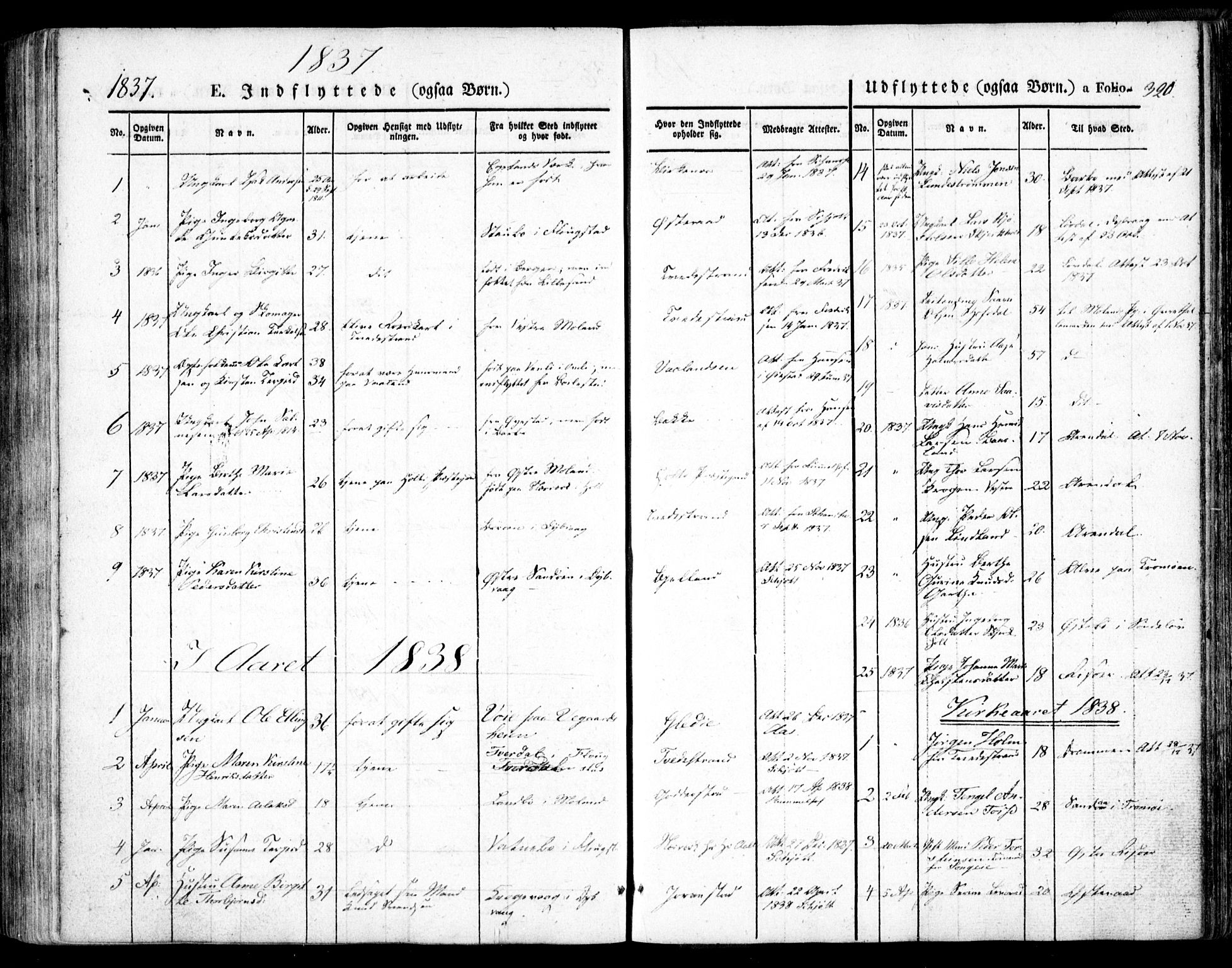 Holt sokneprestkontor, AV/SAK-1111-0021/F/Fa/L0007: Parish register (official) no. A 7, 1836-1848, p. 320