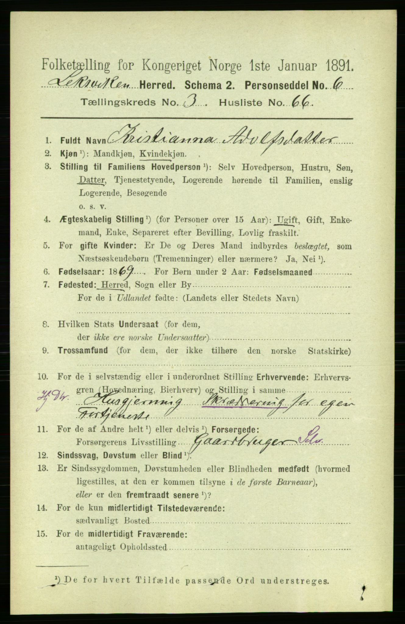RA, 1891 census for 1718 Leksvik, 1891, p. 1574