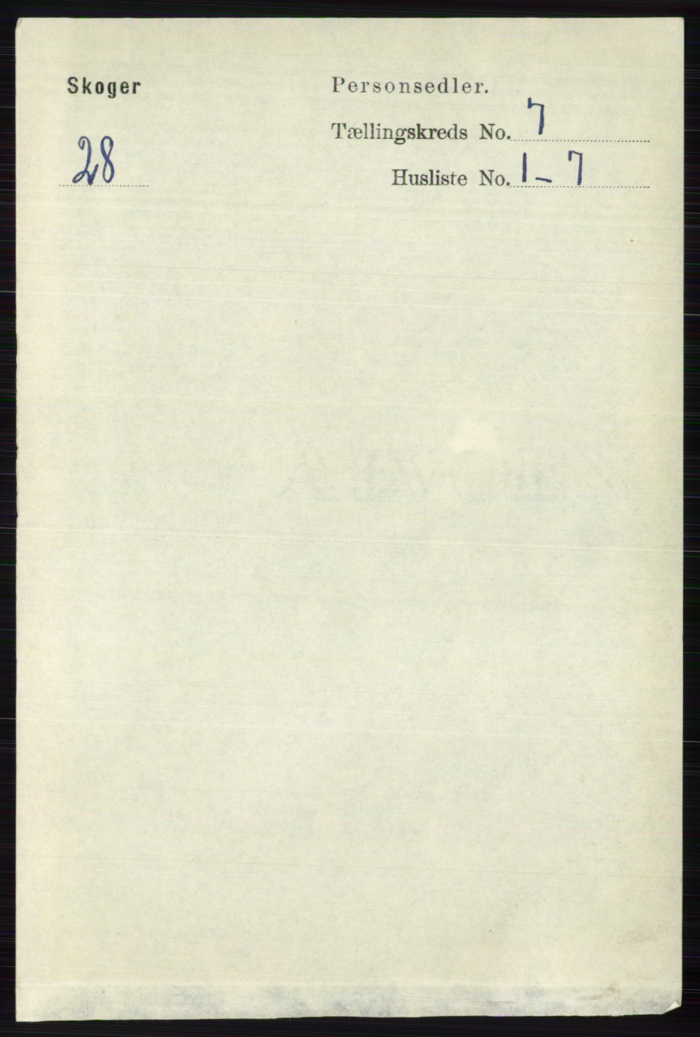 RA, 1891 census for 0712 Skoger, 1891, p. 3708