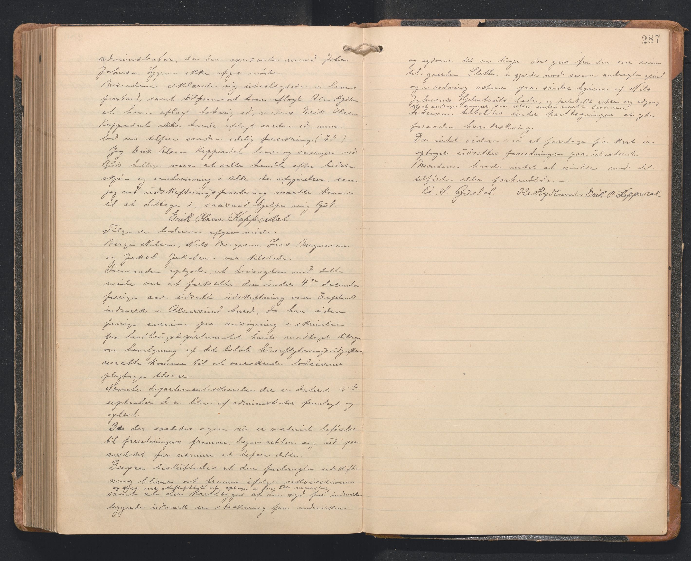 Hordaland jordskiftedøme - I Nordhordland jordskiftedistrikt, AV/SAB-A-6801/A/Aa/L0017: Forhandlingsprotokoll, 1904-1908, p. 286b-287a