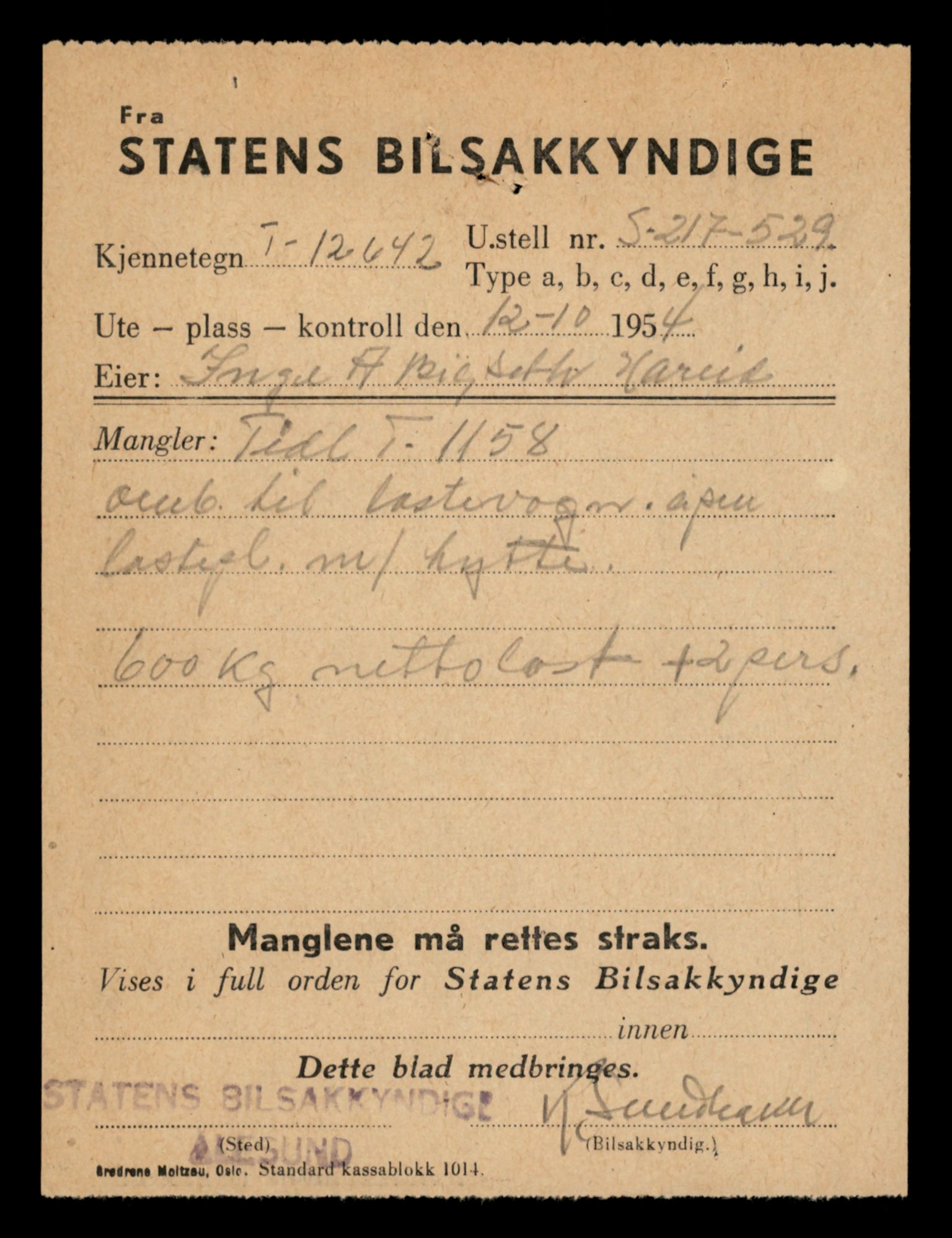 Møre og Romsdal vegkontor - Ålesund trafikkstasjon, AV/SAT-A-4099/F/Fe/L0034: Registreringskort for kjøretøy T 12500 - T 12652, 1927-1998, p. 1204