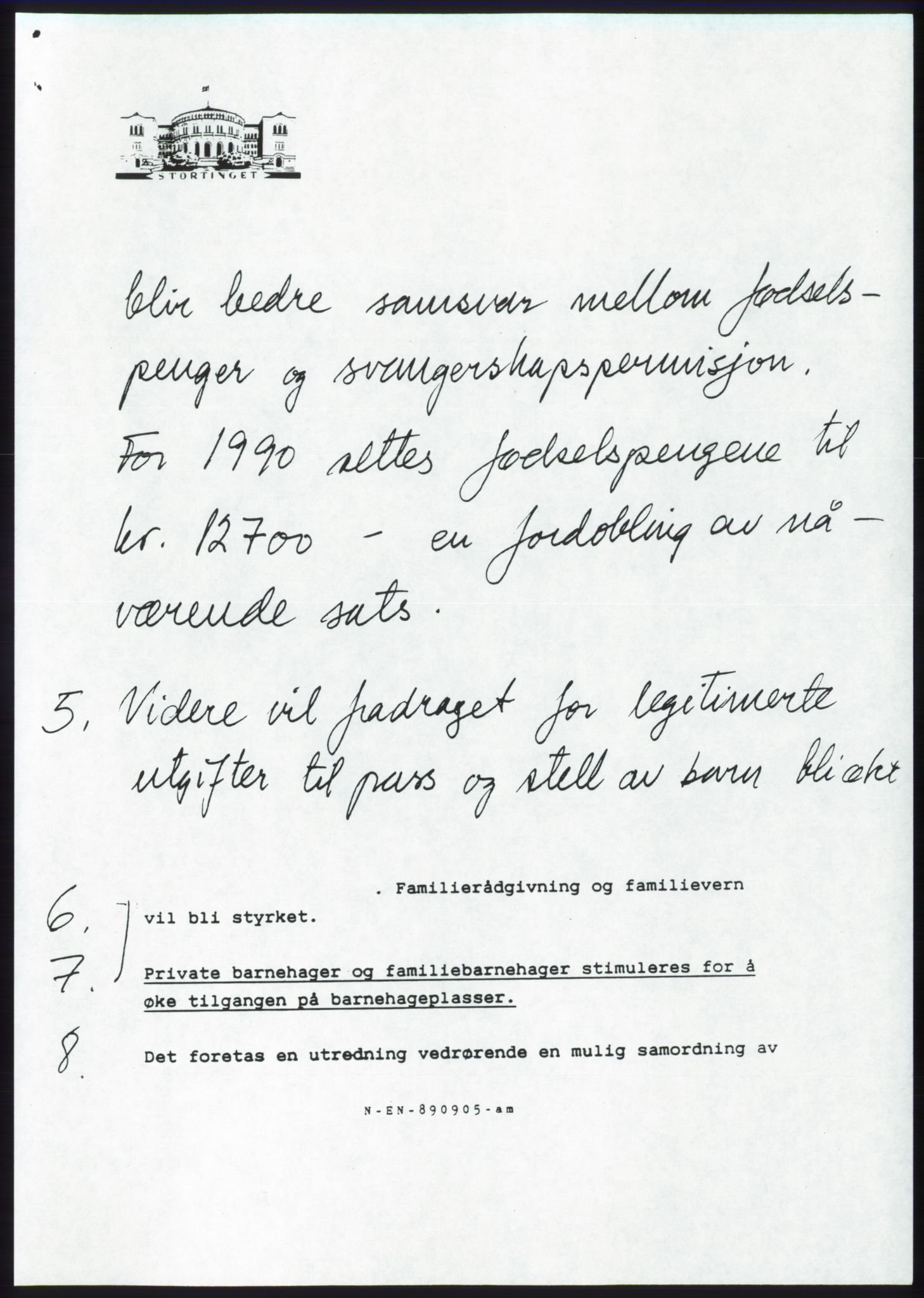 Forhandlingsmøtene 1989 mellom Høyre, KrF og Senterpartiet om dannelse av regjering, AV/RA-PA-0697/A/L0001: Forhandlingsprotokoll med vedlegg, 1989, p. 404