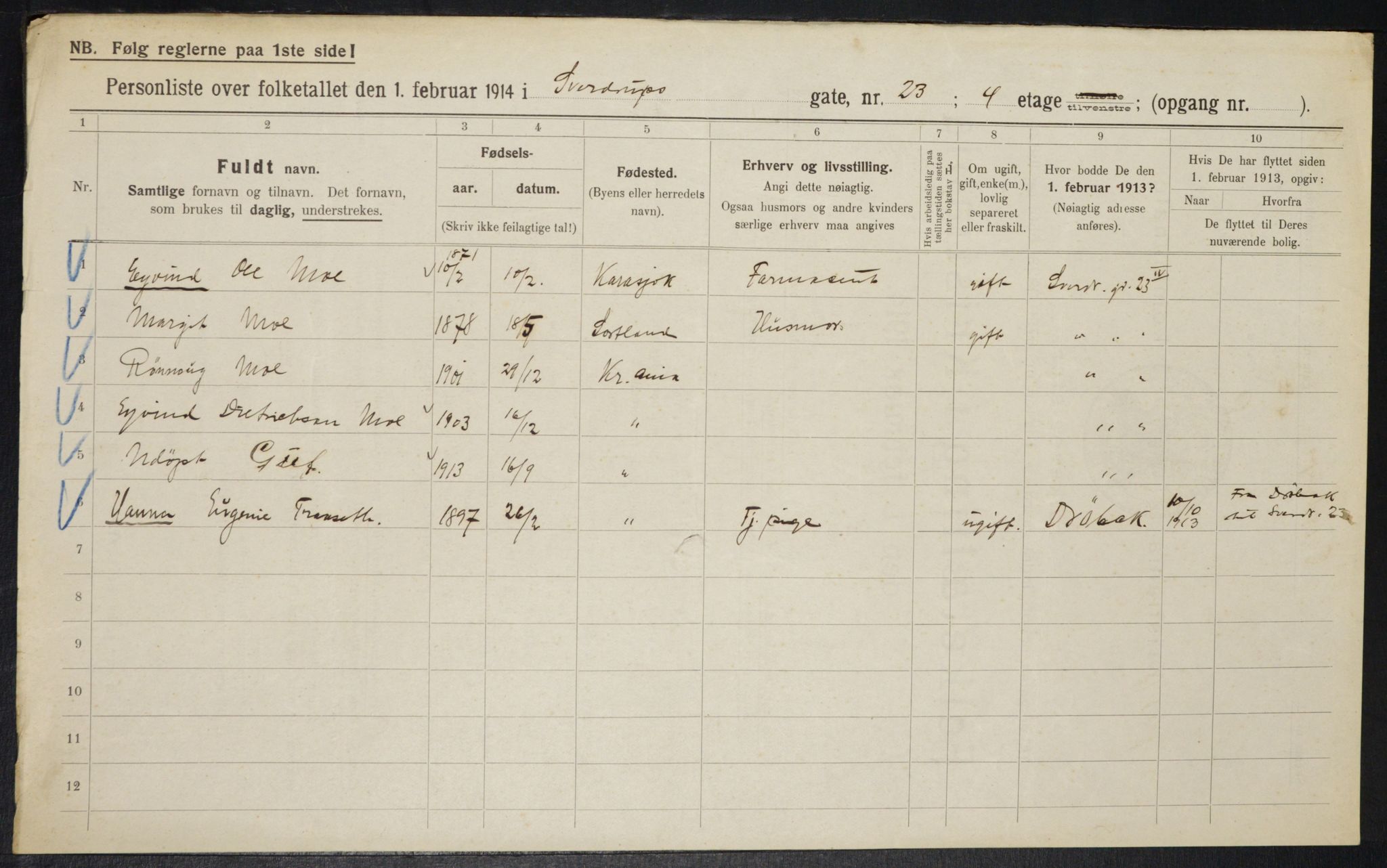 OBA, Municipal Census 1914 for Kristiania, 1914, p. 106445