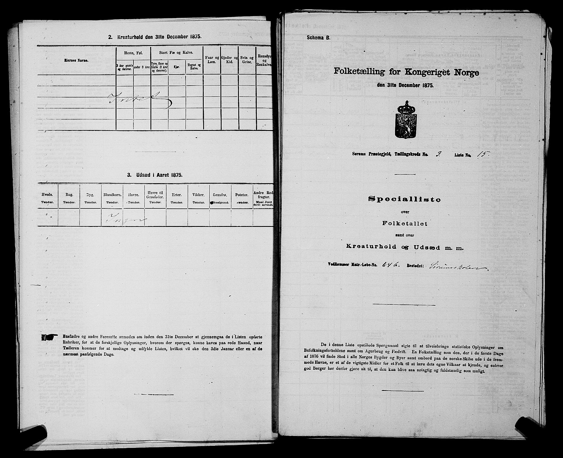 RA, 1875 census for 0226P Sørum, 1875, p. 323