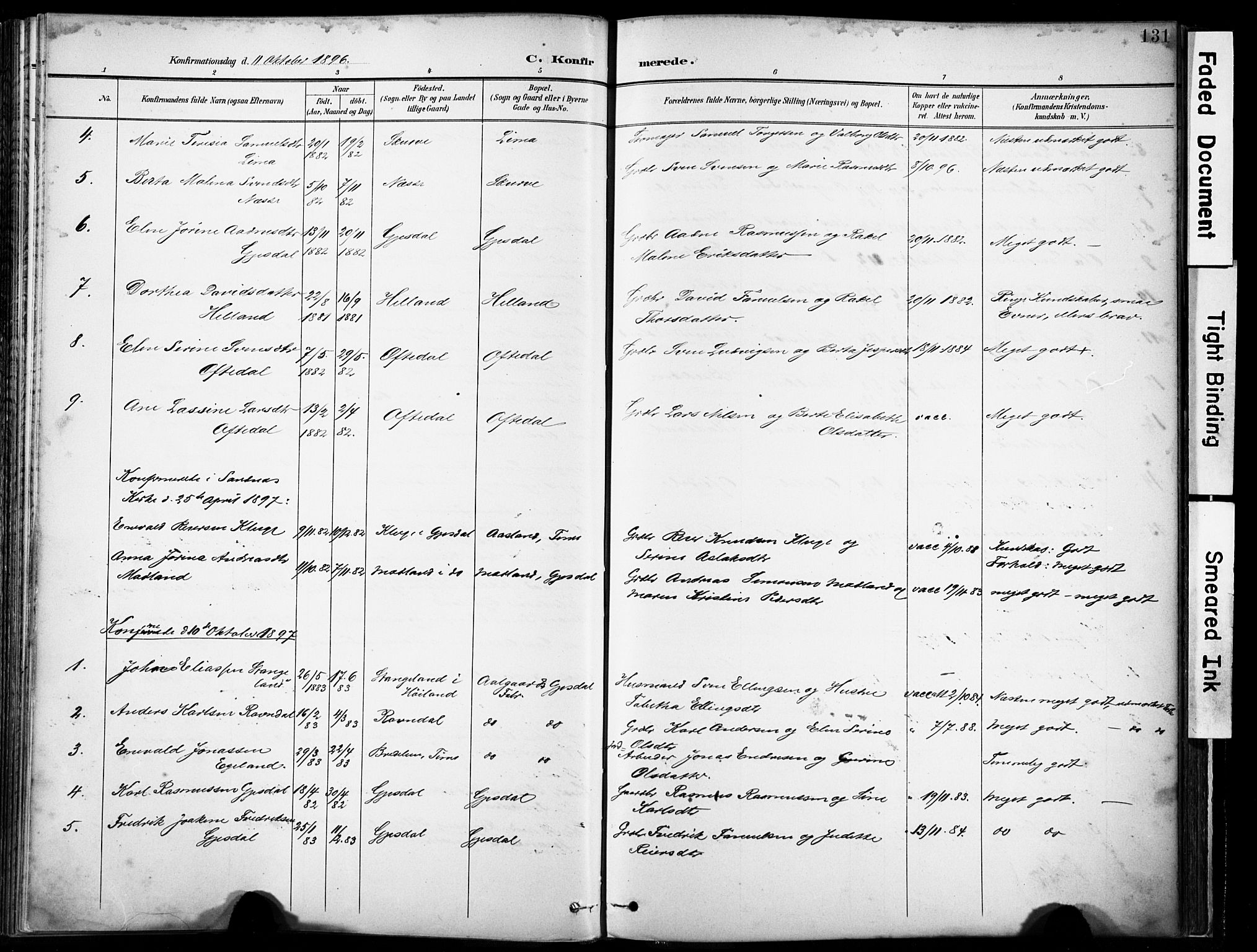 Lye sokneprestkontor, SAST/A-101794/001/30BA/L0012: Parish register (official) no. A 11, 1896-1909, p. 131