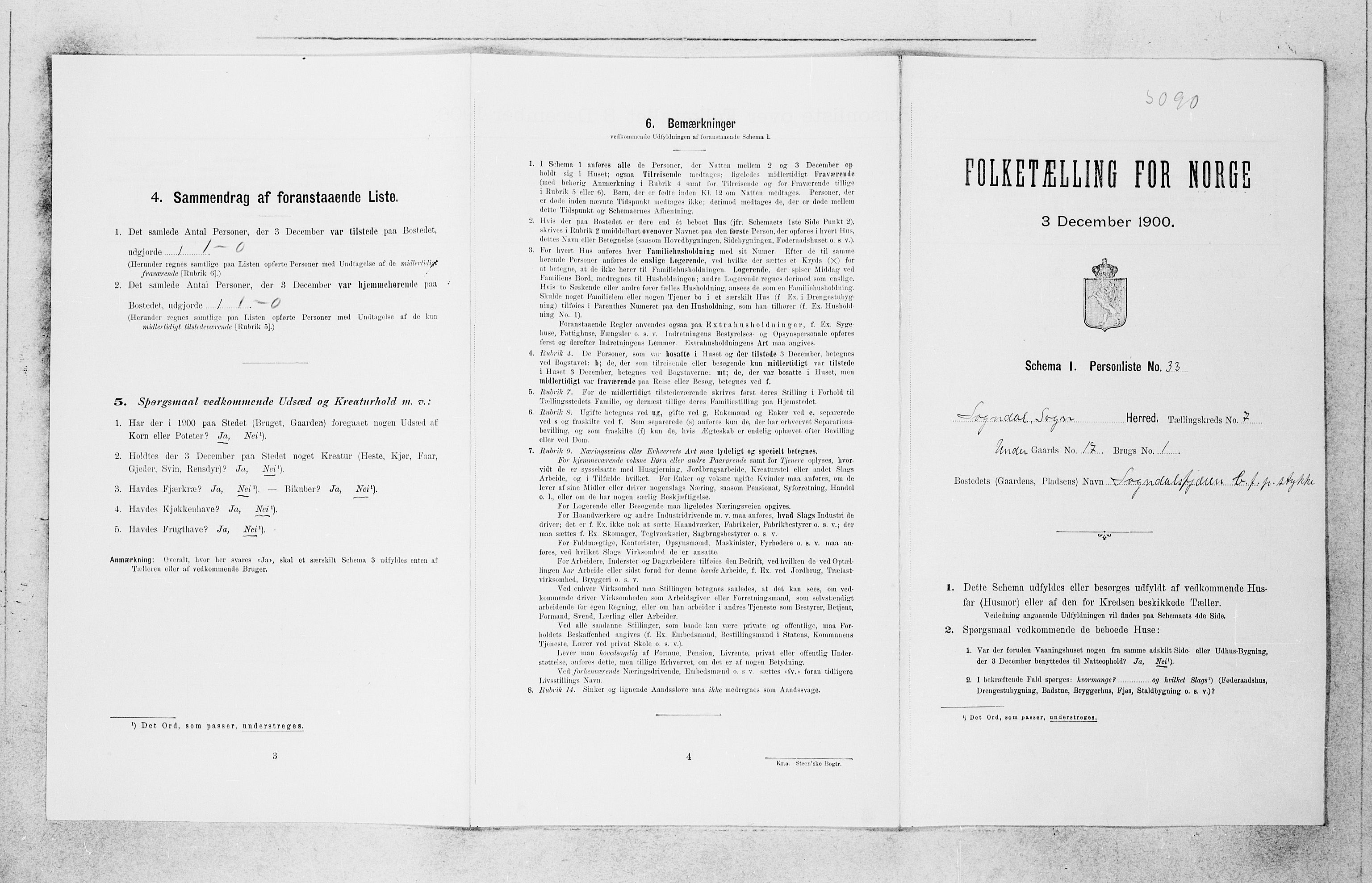 SAB, 1900 census for Sogndal, 1900, p. 555