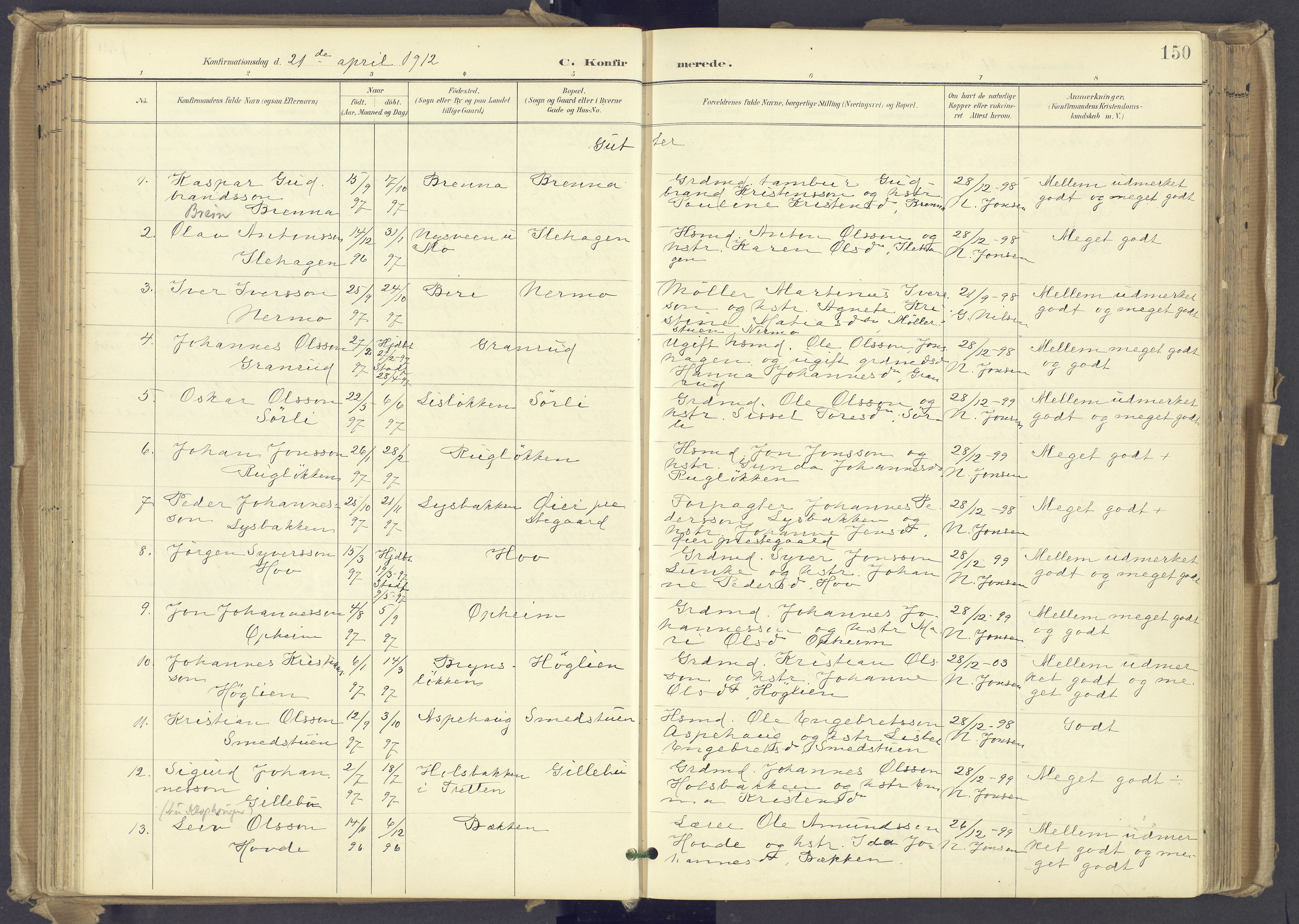 Øyer prestekontor, AV/SAH-PREST-084/H/Ha/Haa/L0012: Parish register (official) no. 12, 1897-1920, p. 150