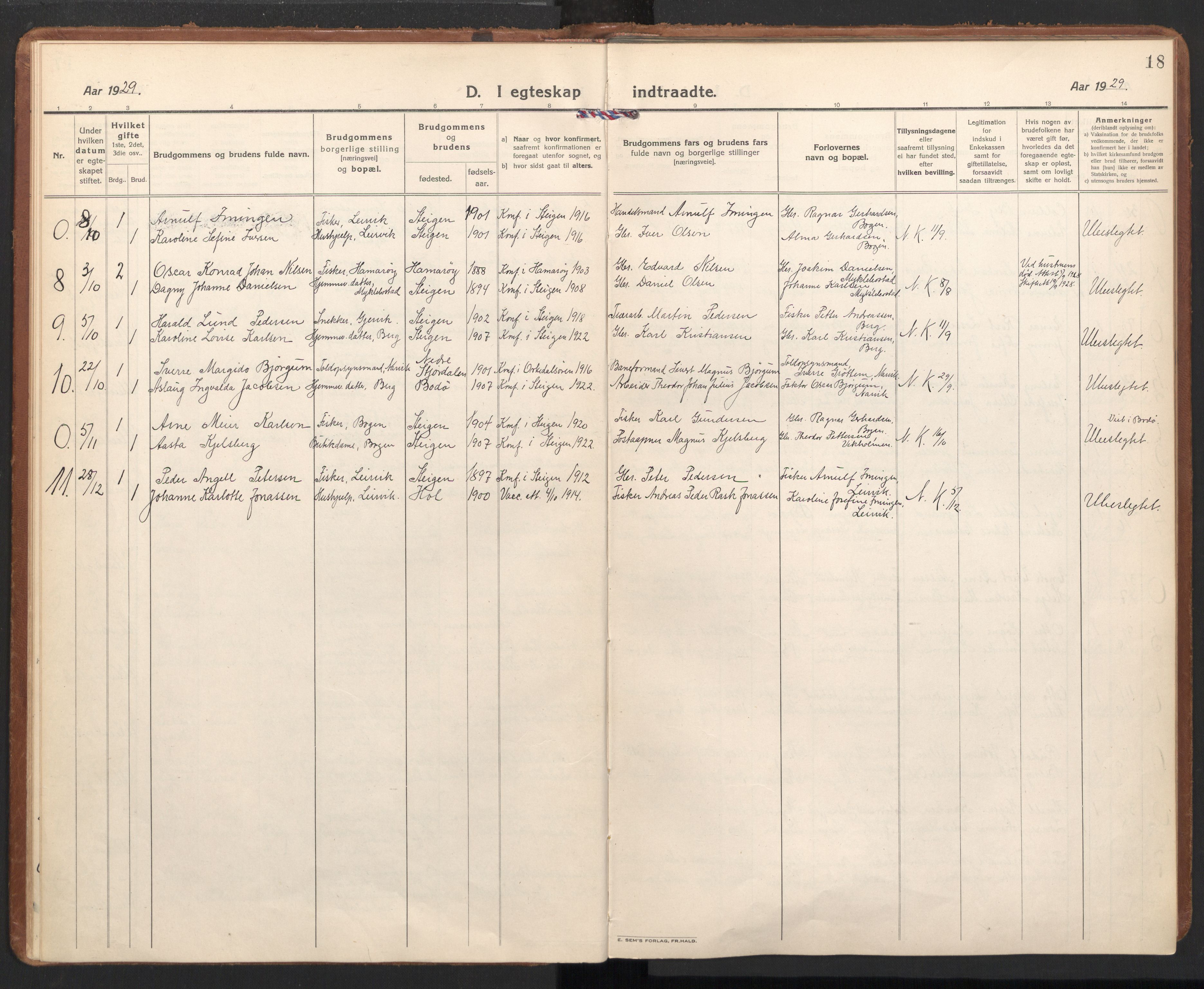 Ministerialprotokoller, klokkerbøker og fødselsregistre - Nordland, SAT/A-1459/855/L0809: Parish register (official) no. 855A18, 1921-1939, p. 18