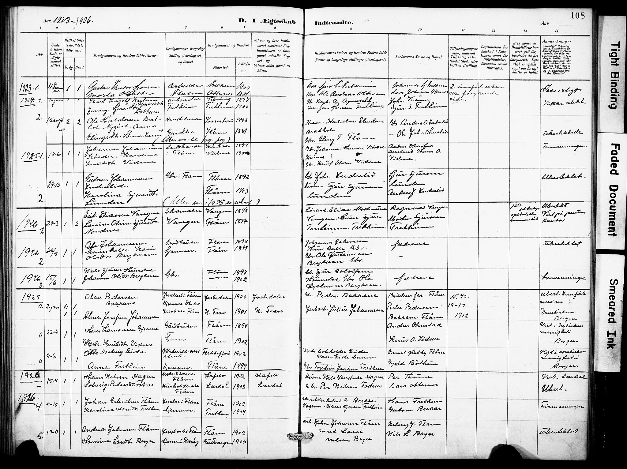 Aurland sokneprestembete, SAB/A-99937/H/Hb/Hbb/L0002: Parish register (copy) no. B 2, 1887-1929, p. 108