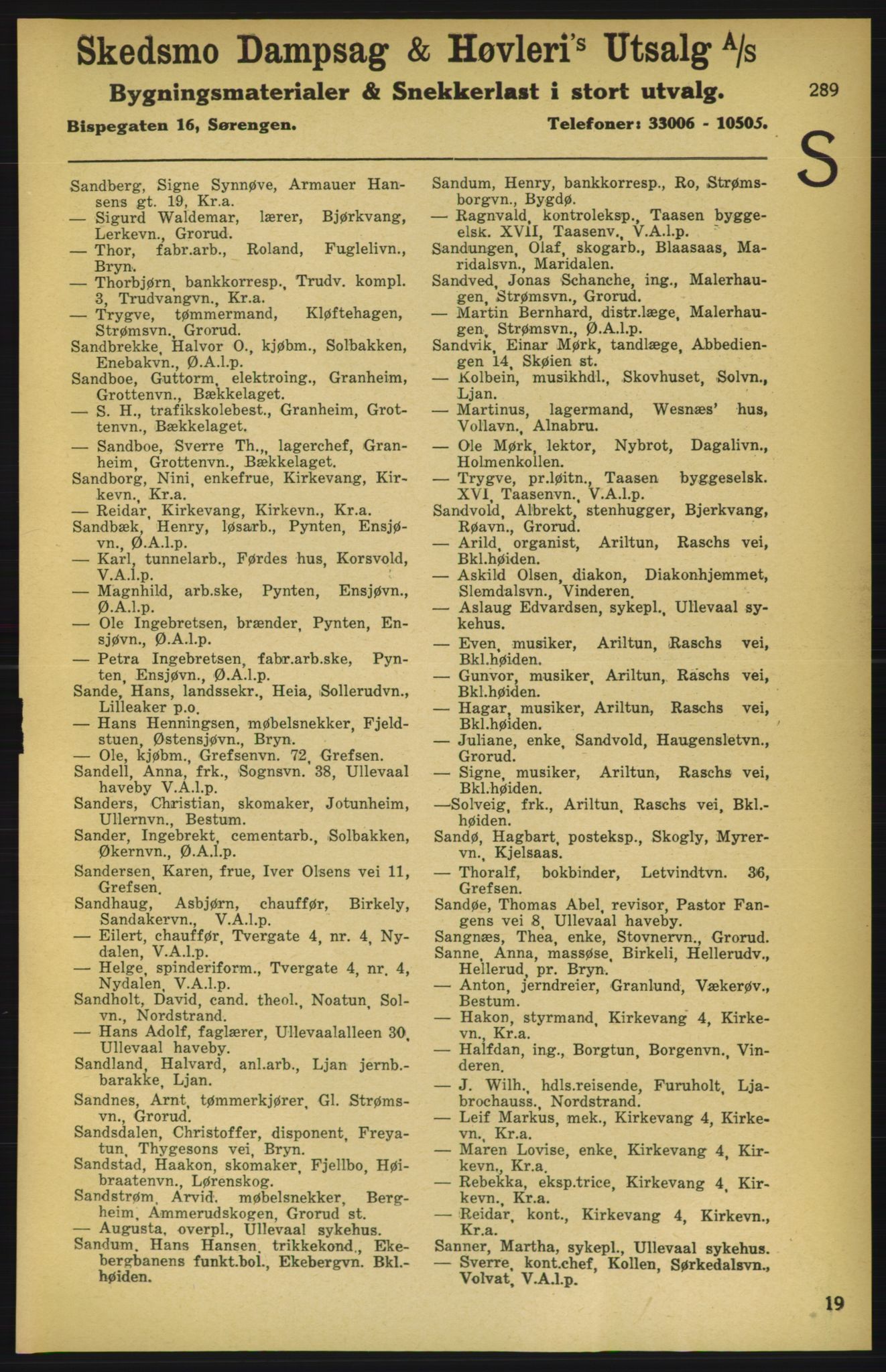 Aker adressebok/adressekalender, PUBL/001/A/003: Akers adressekalender, 1924-1925, p. 289