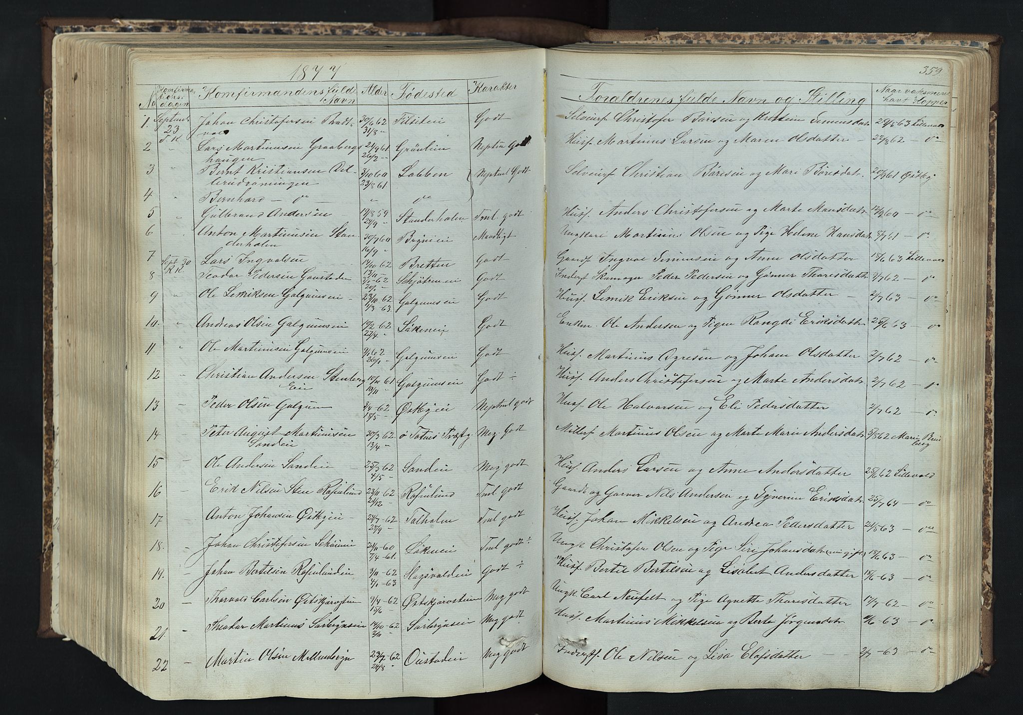 Romedal prestekontor, SAH/PREST-004/L/L0011: Parish register (copy) no. 11, 1867-1895, p. 359