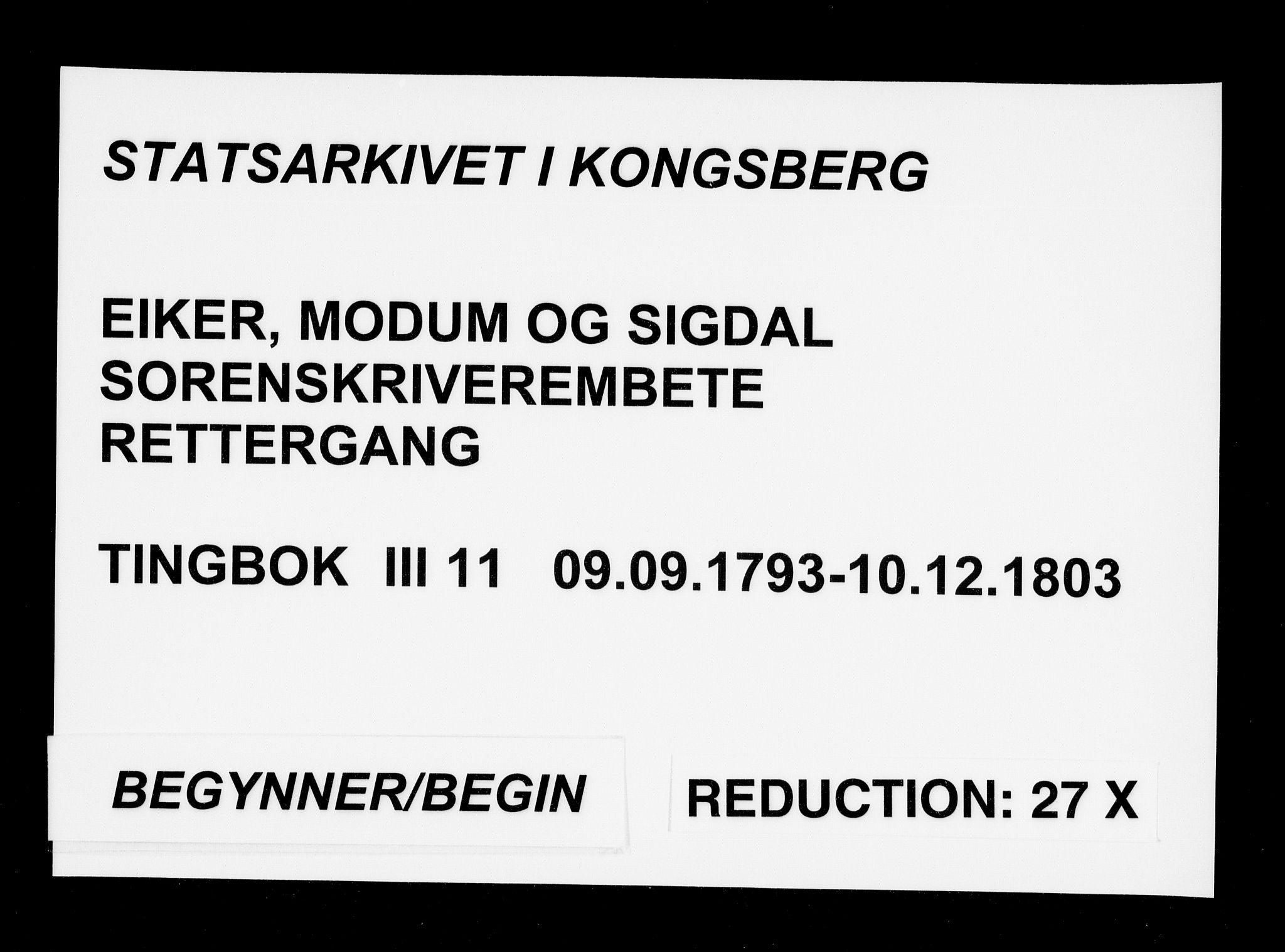 Eiker, Modum og Sigdal sorenskriveri, AV/SAKO-A-123/F/Fa/Fac/L0011: Tingbok, 1793-1803