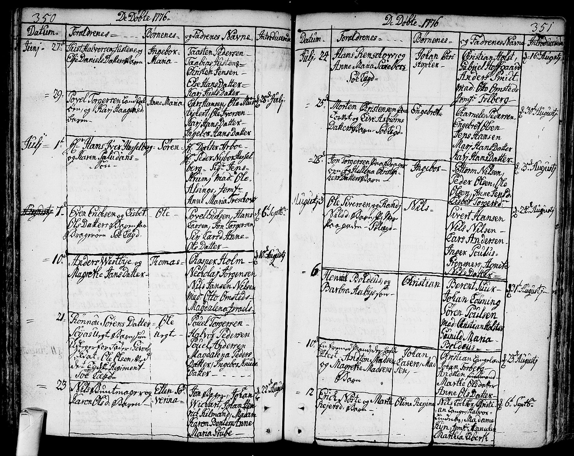 Bragernes kirkebøker, AV/SAKO-A-6/F/Fa/L0005: Parish register (official) no. I 5, 1759-1781, p. 350-351