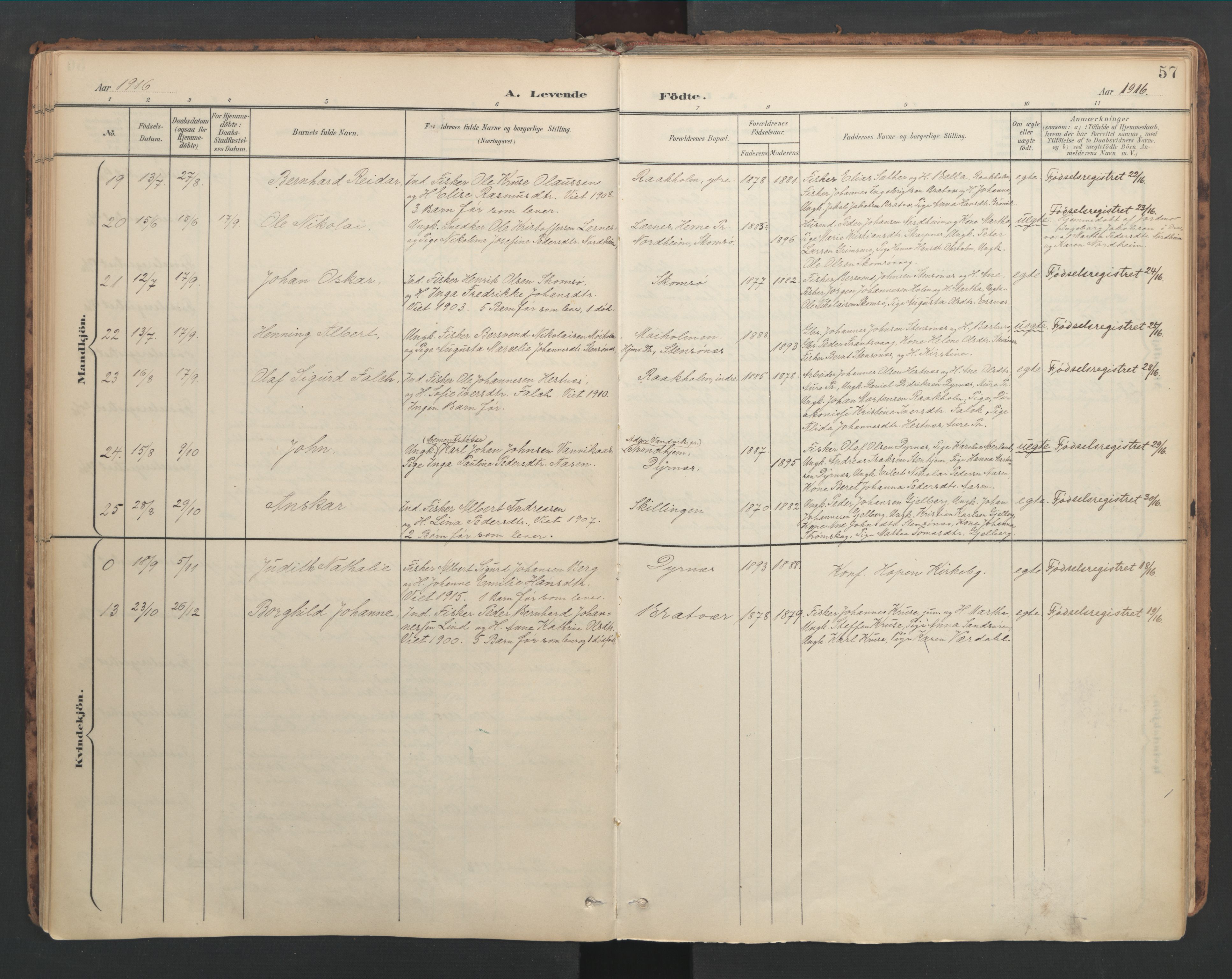 Ministerialprotokoller, klokkerbøker og fødselsregistre - Møre og Romsdal, SAT/A-1454/582/L0948: Parish register (official) no. 582A02, 1901-1922, p. 57