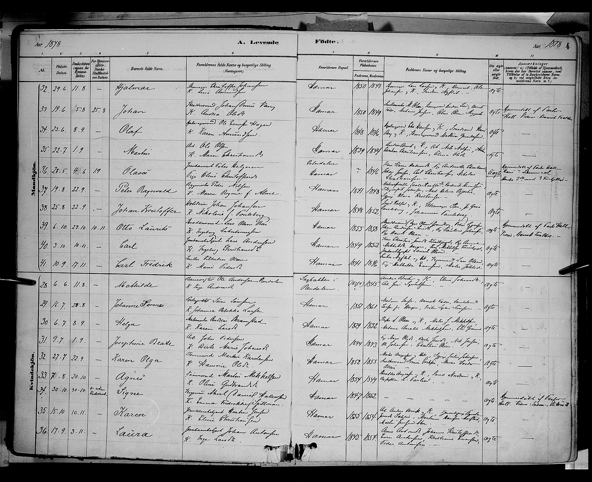 Vang prestekontor, Hedmark, AV/SAH-PREST-008/H/Ha/Haa/L0016: Parish register (official) no. 16, 1878-1889, p. 4