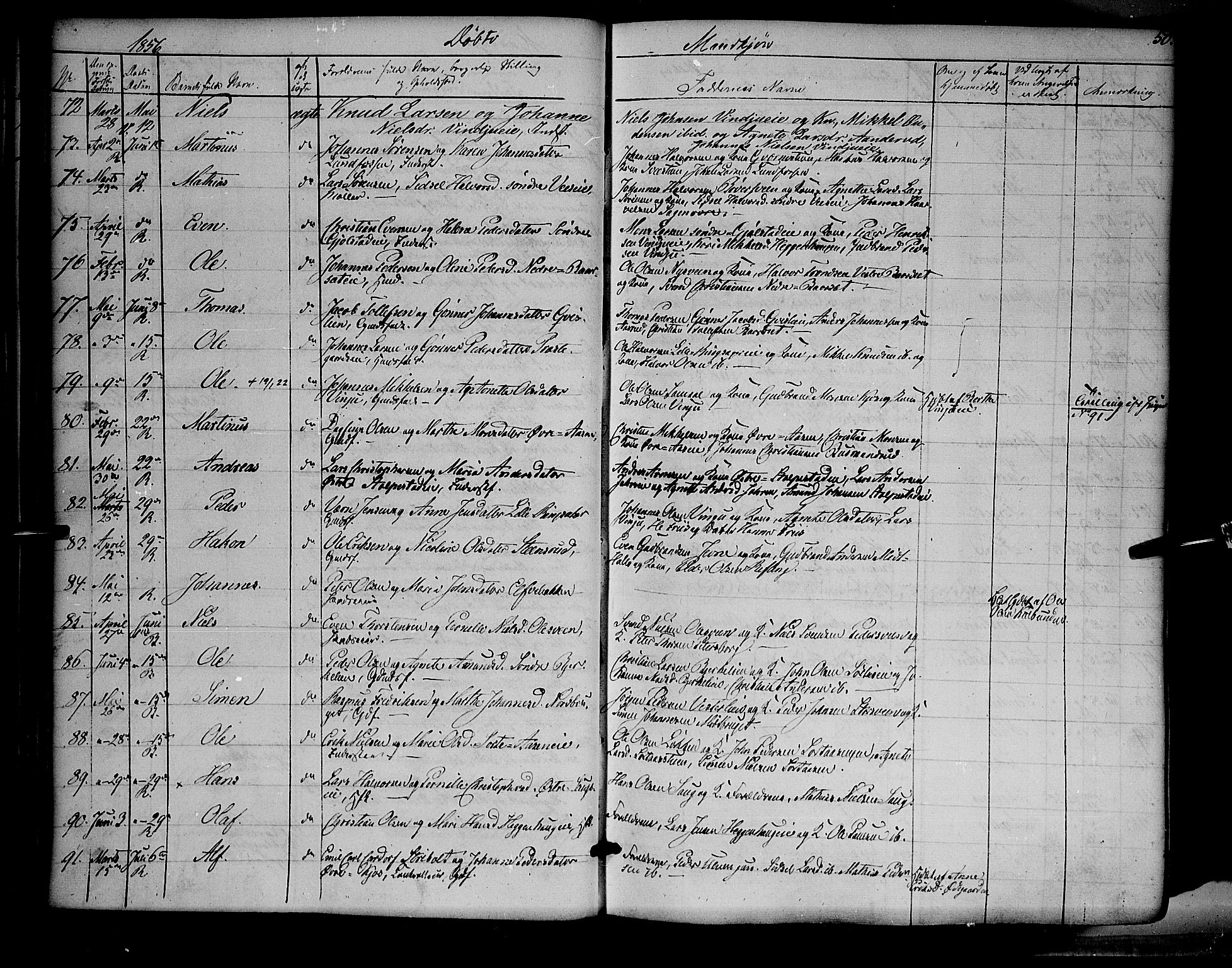 Ringsaker prestekontor, AV/SAH-PREST-014/K/Ka/L0009: Parish register (official) no. 9, 1850-1860, p. 50