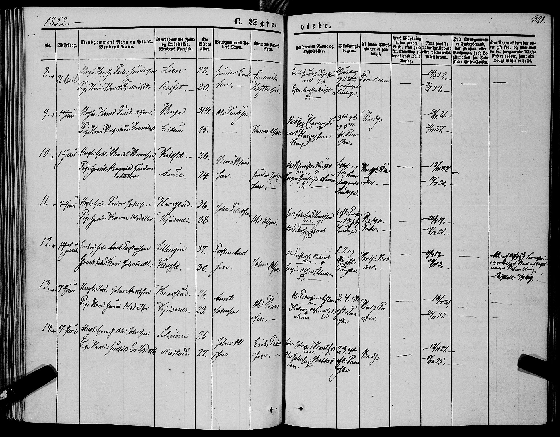 Ministerialprotokoller, klokkerbøker og fødselsregistre - Sør-Trøndelag, SAT/A-1456/695/L1145: Parish register (official) no. 695A06 /1, 1843-1859, p. 321
