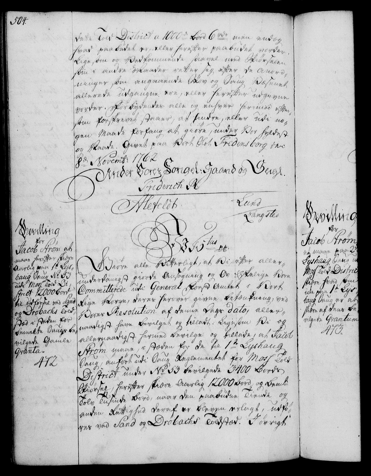 Rentekammeret, Kammerkanselliet, AV/RA-EA-3111/G/Gg/Gga/L0007: Norsk ekspedisjonsprotokoll med register (merket RK 53.7), 1759-1768, p. 504