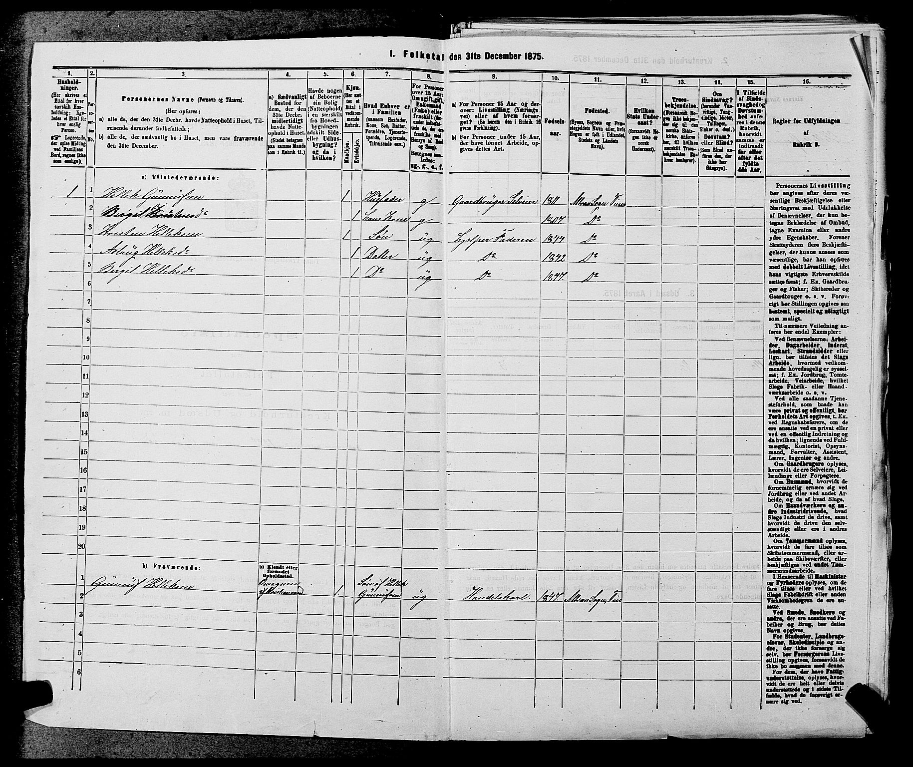 SAKO, 1875 census for 0826P Tinn, 1875, p. 168