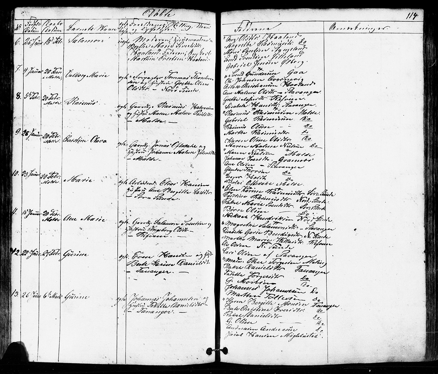 Håland sokneprestkontor, AV/SAST-A-101802/001/30BB/L0002: Parish register (copy) no. B 2, 1845-1872, p. 114