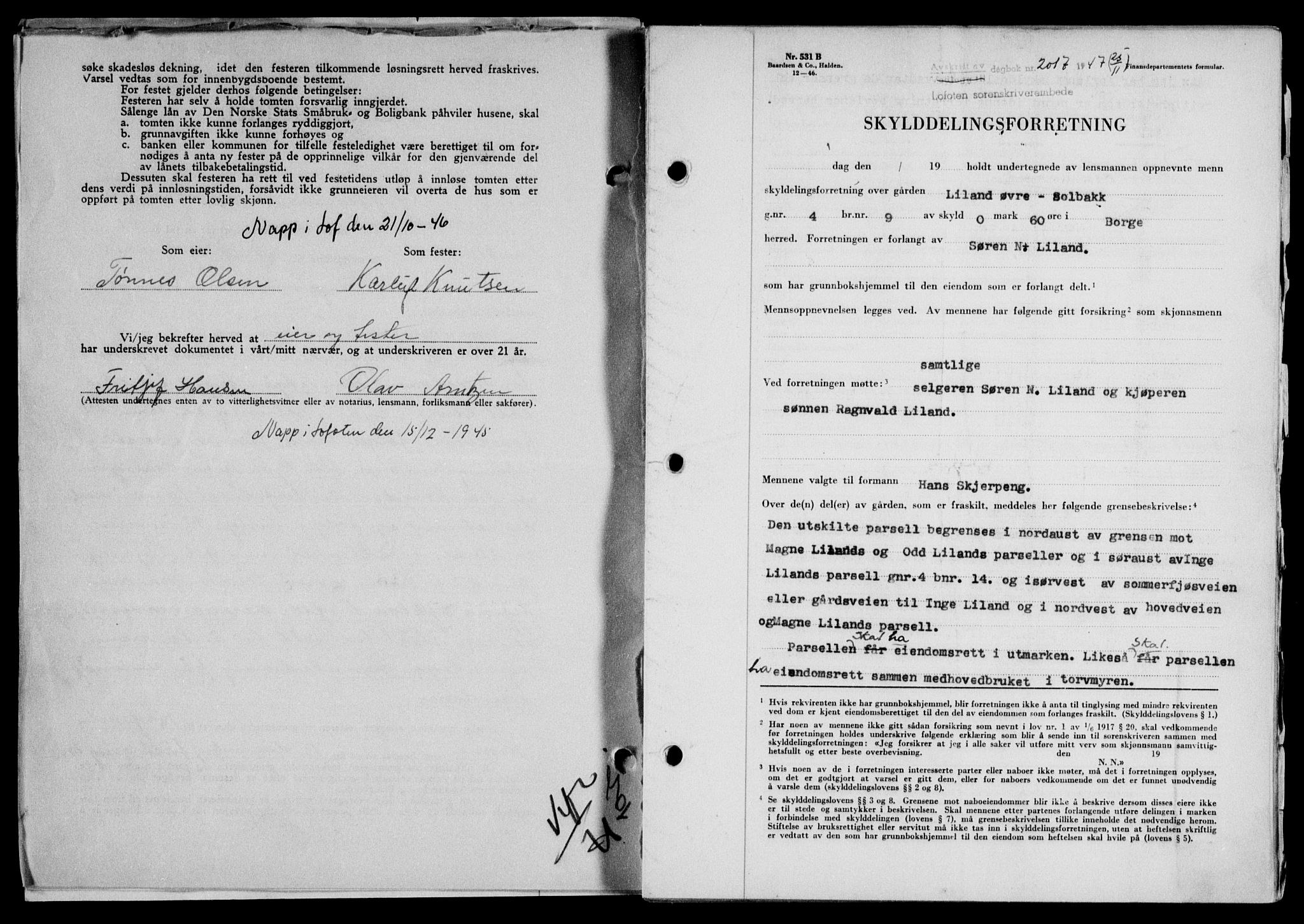 Lofoten sorenskriveri, SAT/A-0017/1/2/2C/L0017a: Mortgage book no. 17a, 1947-1948, Diary no: : 2017/1947