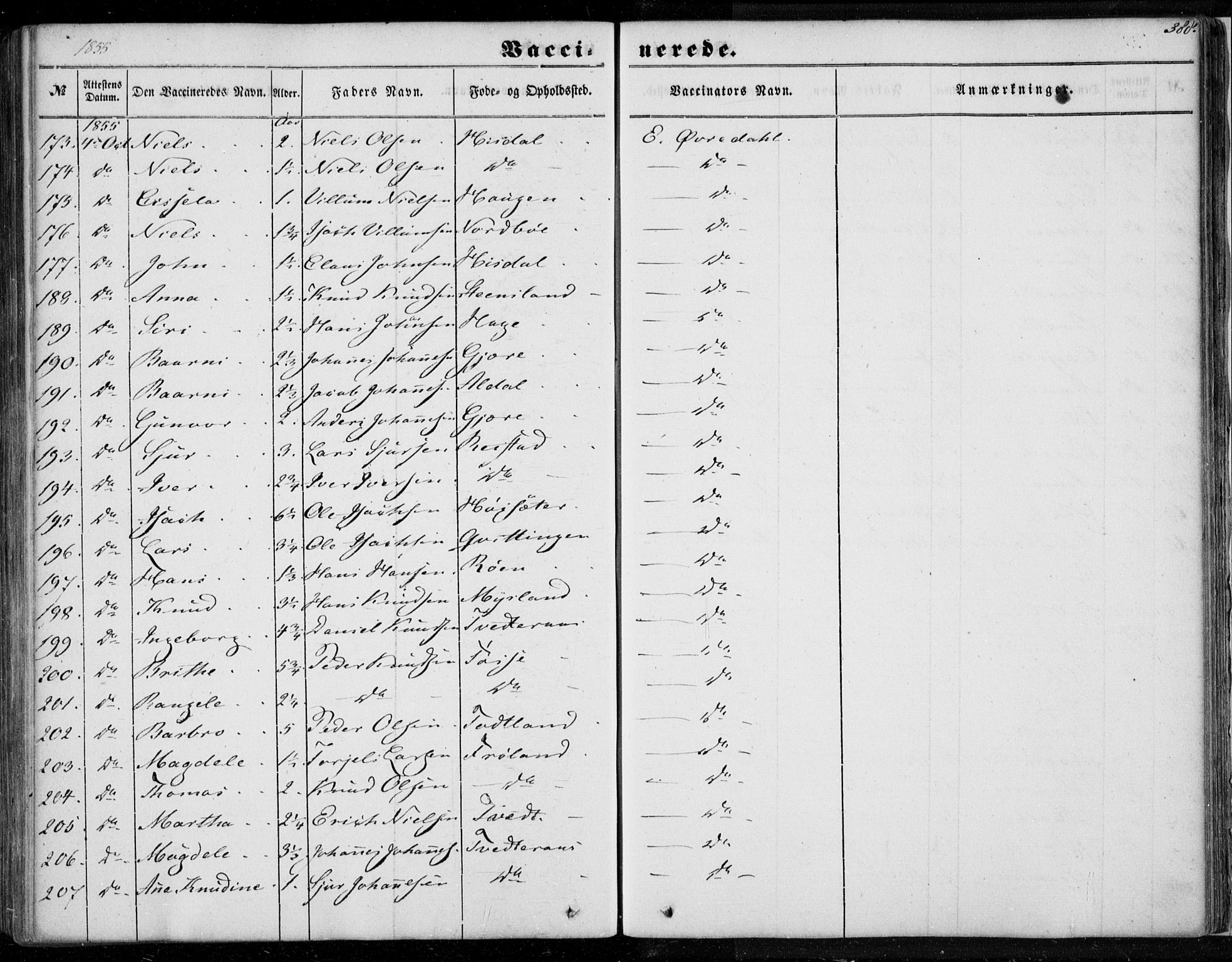 Os sokneprestembete, SAB/A-99929: Parish register (official) no. A 16, 1851-1859, p. 388