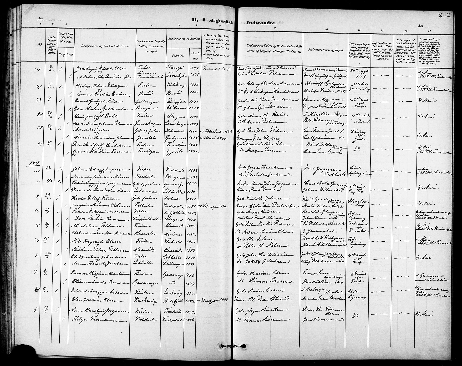 Lenvik sokneprestembete, SATØ/S-1310/H/Ha/Hab/L0008klokker: Parish register (copy) no. 8, 1899-1911, p. 202