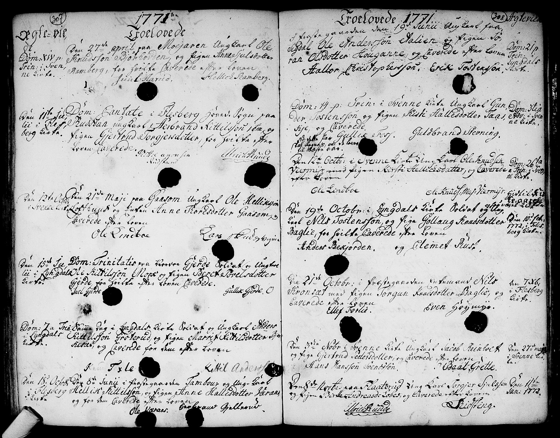 Flesberg kirkebøker, SAKO/A-18/F/Fa/L0003: Parish register (official) no. I 3, 1748-1790, p. 307-308