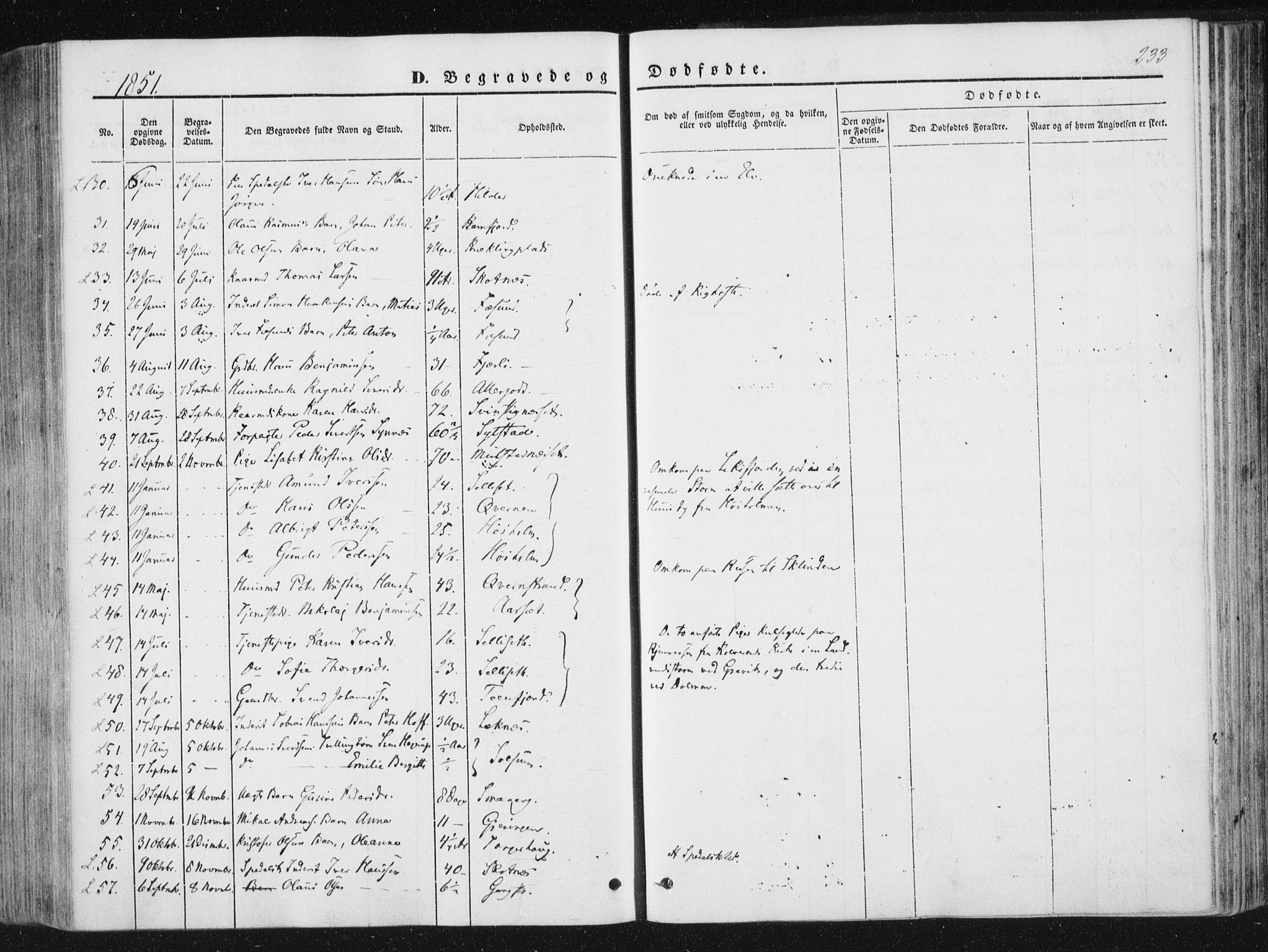 Ministerialprotokoller, klokkerbøker og fødselsregistre - Nord-Trøndelag, AV/SAT-A-1458/780/L0640: Parish register (official) no. 780A05, 1845-1856, p. 233