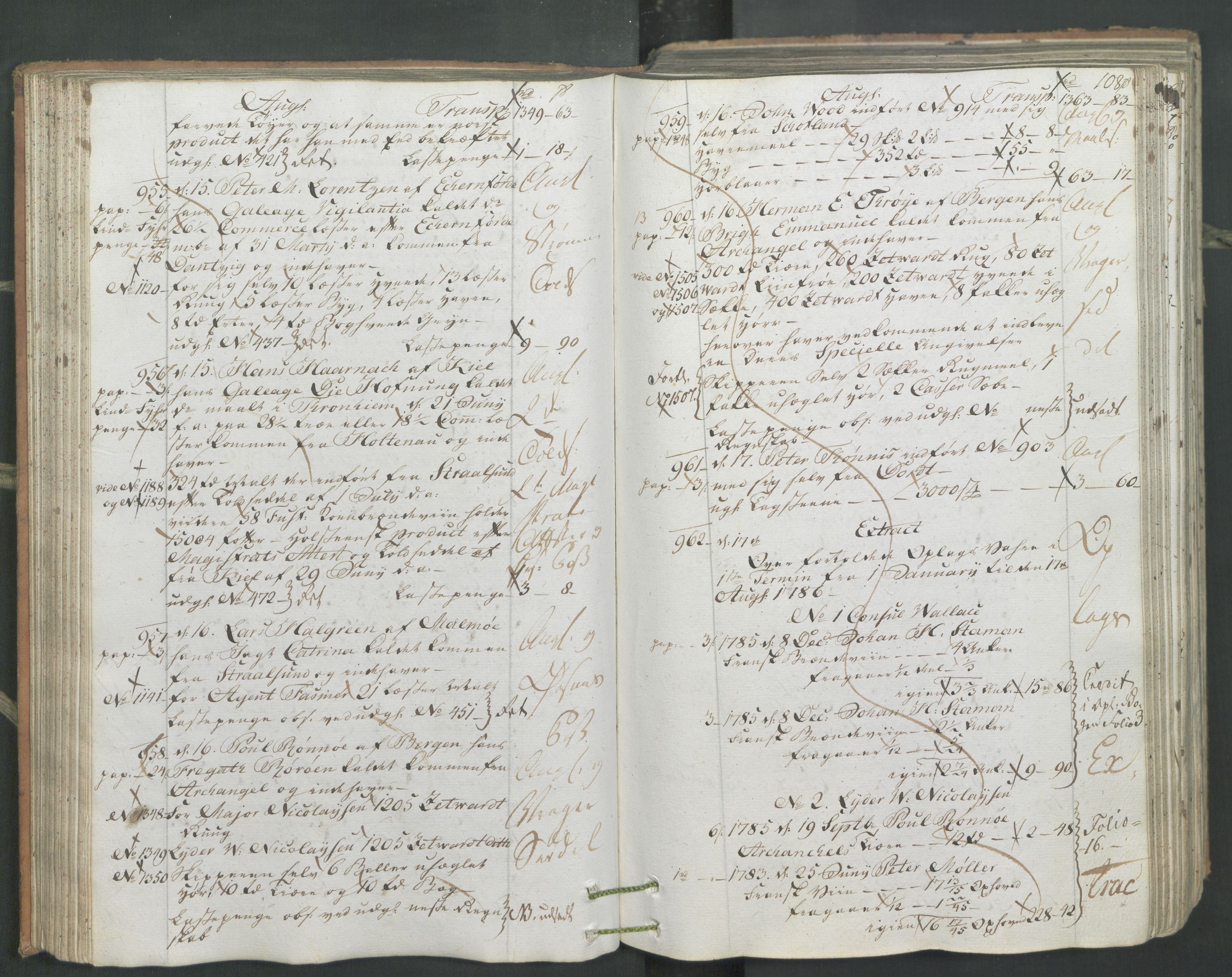 Generaltollkammeret, tollregnskaper, AV/RA-EA-5490/R26/L0222/0001: Tollregnskaper Bergen A / Inngående hovedtollbok, 1786, p. 107b-108a