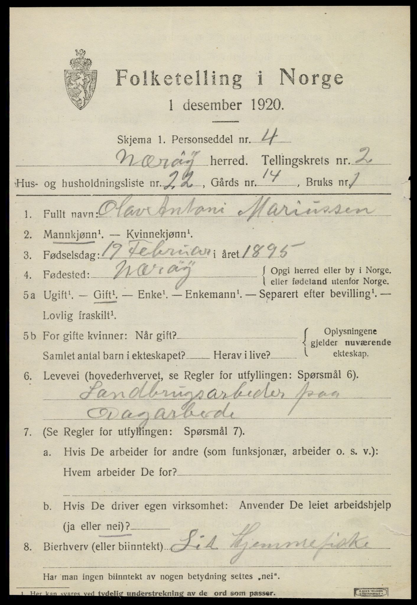 SAT, 1920 census for Nærøy, 1920, p. 1515